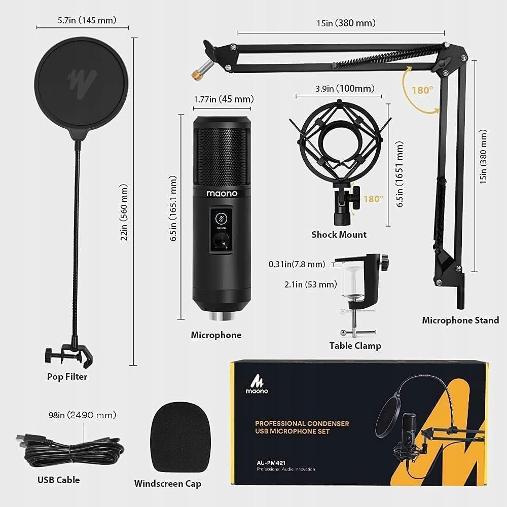 MAONO AU-PM421- USB - Cardioid Capacitor Microphone - Large Set Packaging status original