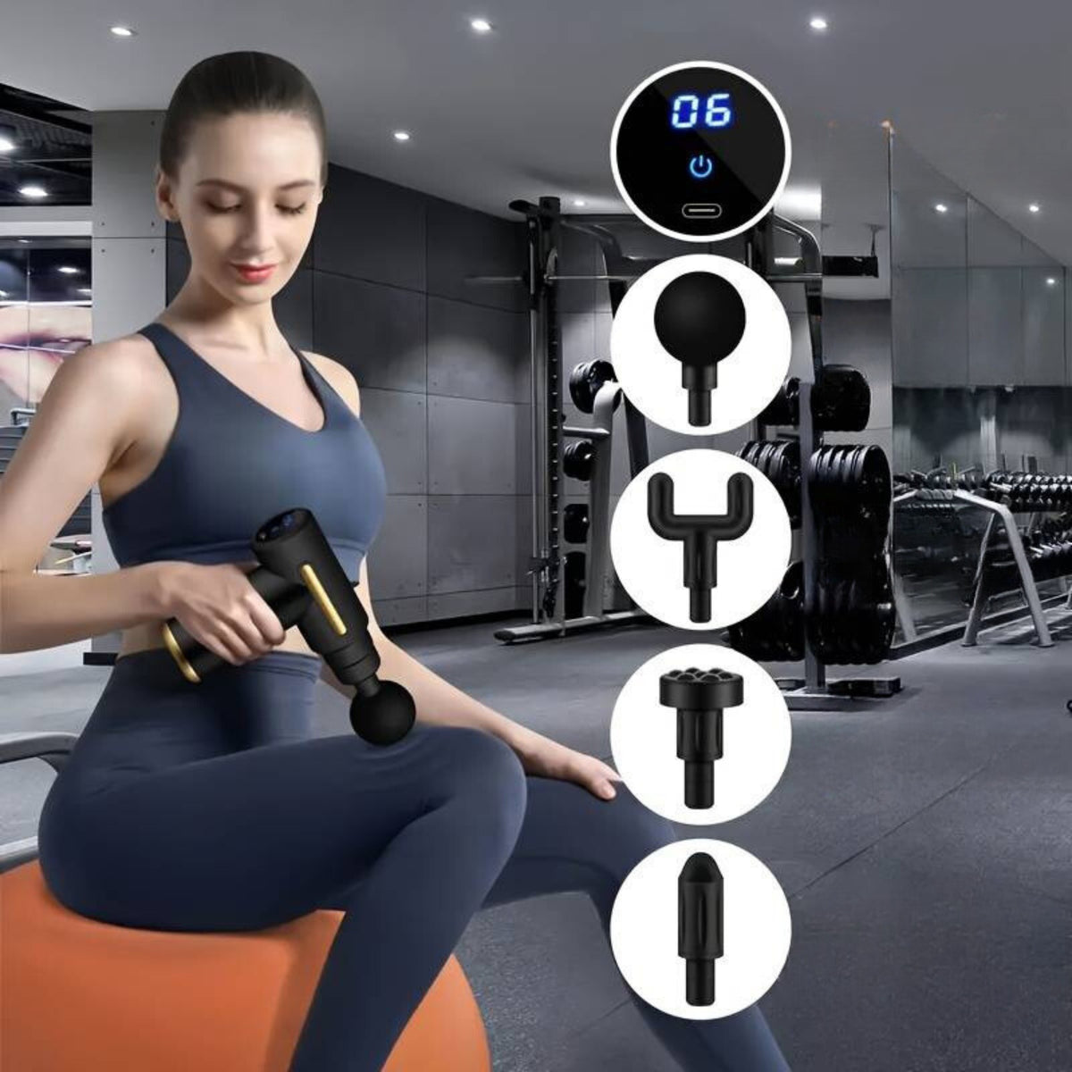 MASSAGE GUN WIRELESS BODY BACK MASSAGER 4 TIPS STRONG Packaging status original
