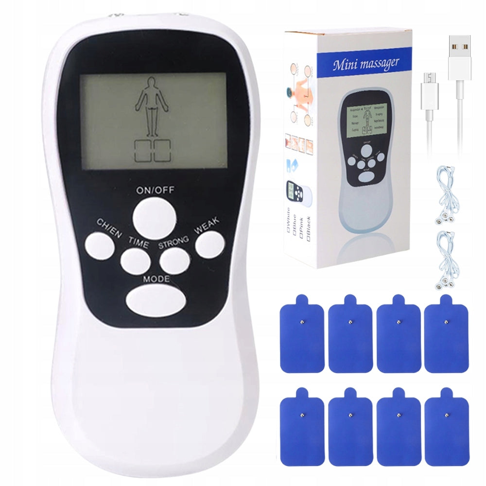 MASSAGER ELECTROSTIMULATOR PORTABLE LCD 8 PROGRAMS FOR MUSCLE RELAXATION