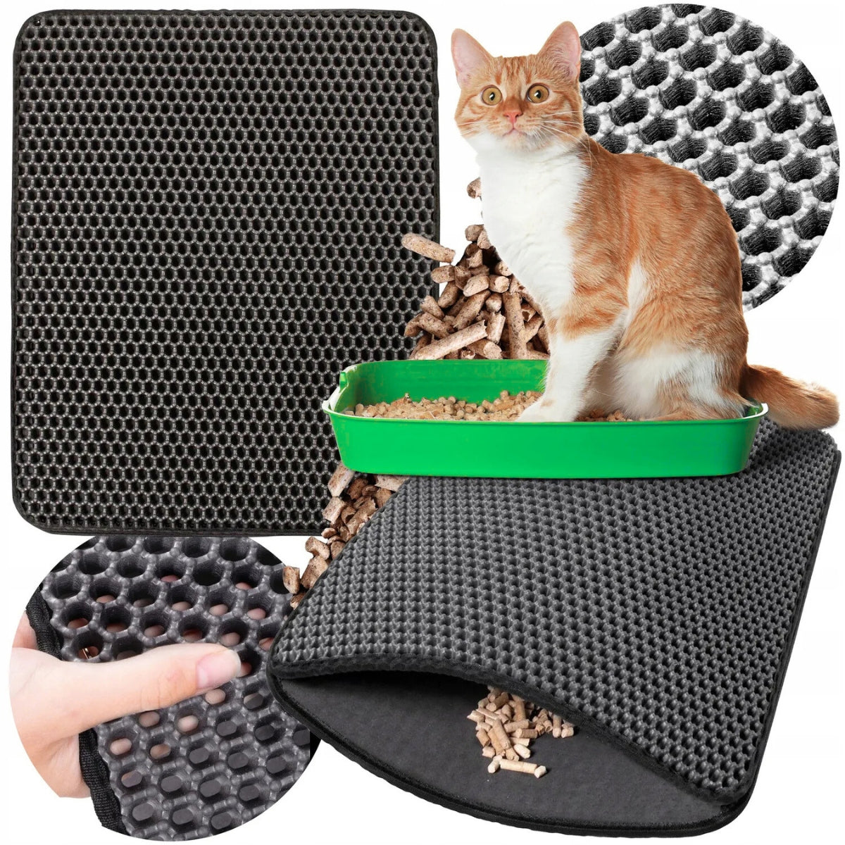 MAT LITTER BOX PAD DOUBLE LAYER BLACK CAT DOORMAT