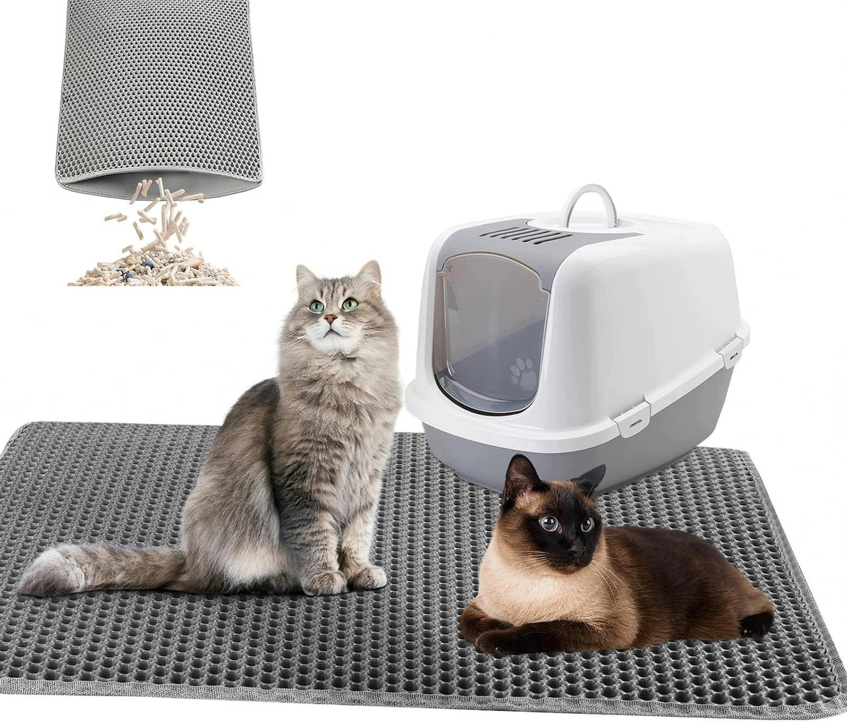 MATA FOR LITTER BOXES 90X60 EVA DOUBLE LAYER HONEYCOMB PATTERN WATER RESISTANT GREY