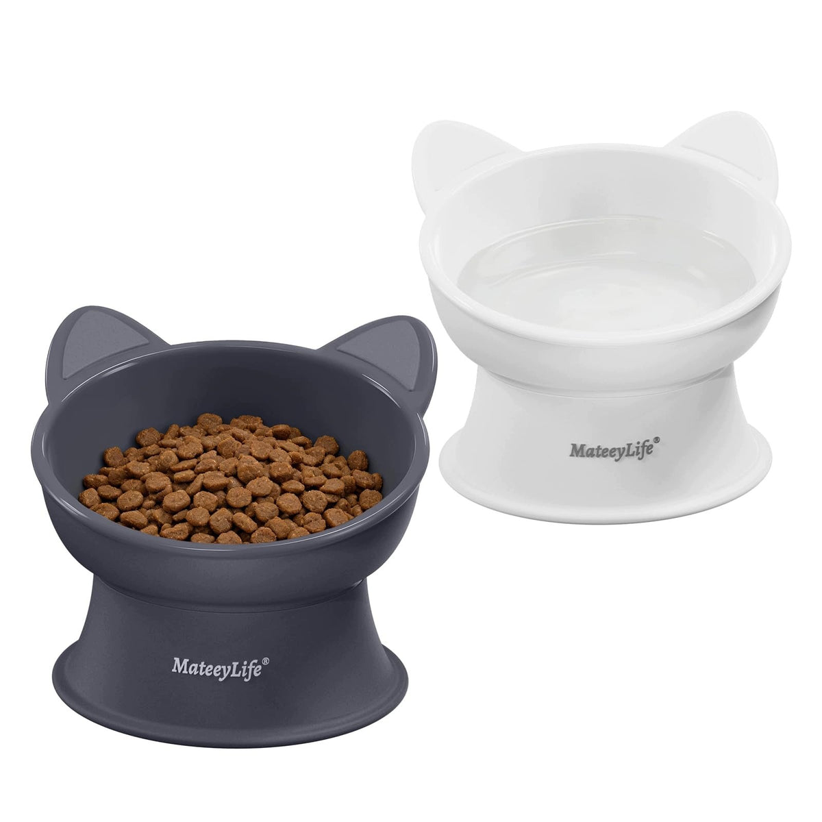 MATEEYLIFE RAISED CAT BOWL 2 PIECES RAISED CAT BOWL WITH