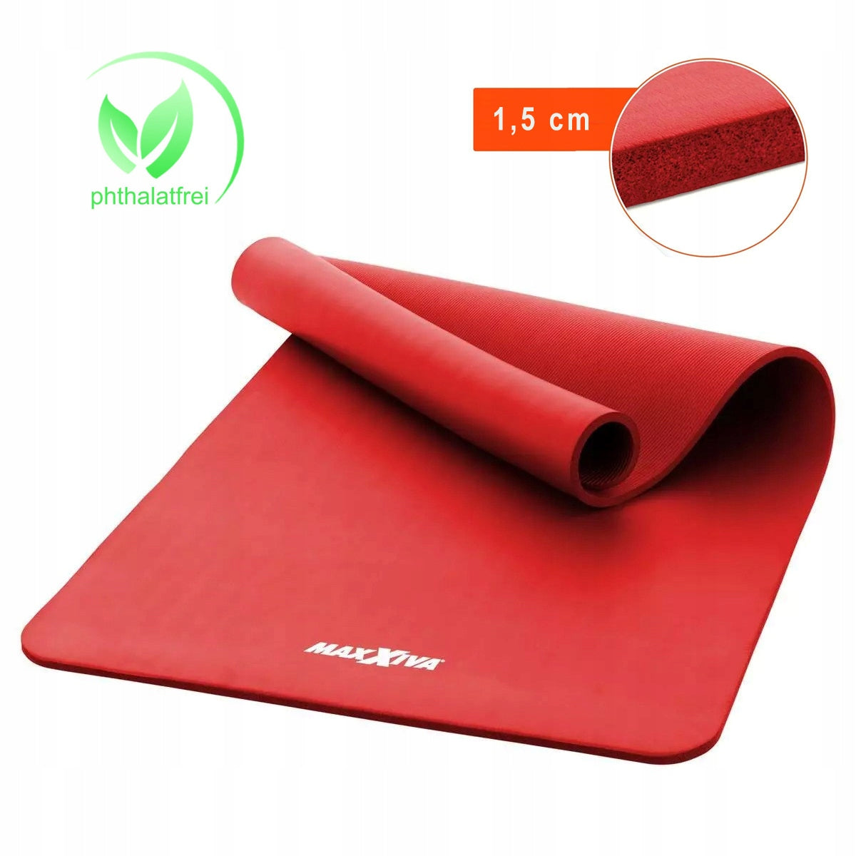 MAXXIVA RED FOAM MAT 190x100x1,5cm FOR EXERCISE / YOGA / FITNESS