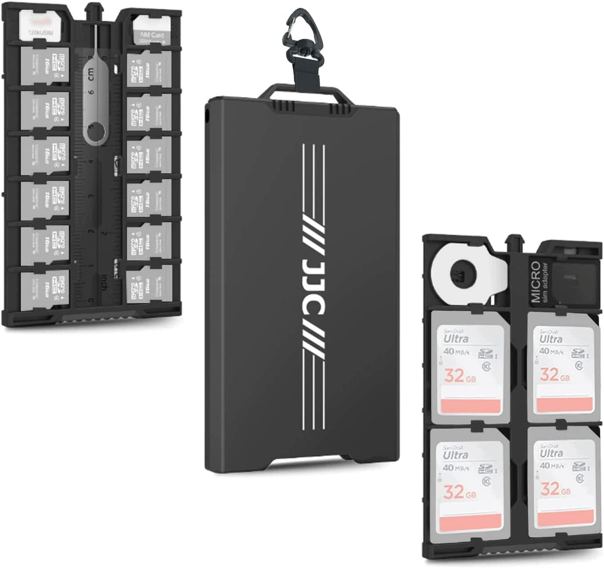 MEMORY CARD CASE SD MICRO SD NANO SIM ALUMINUM 18 CARDS
