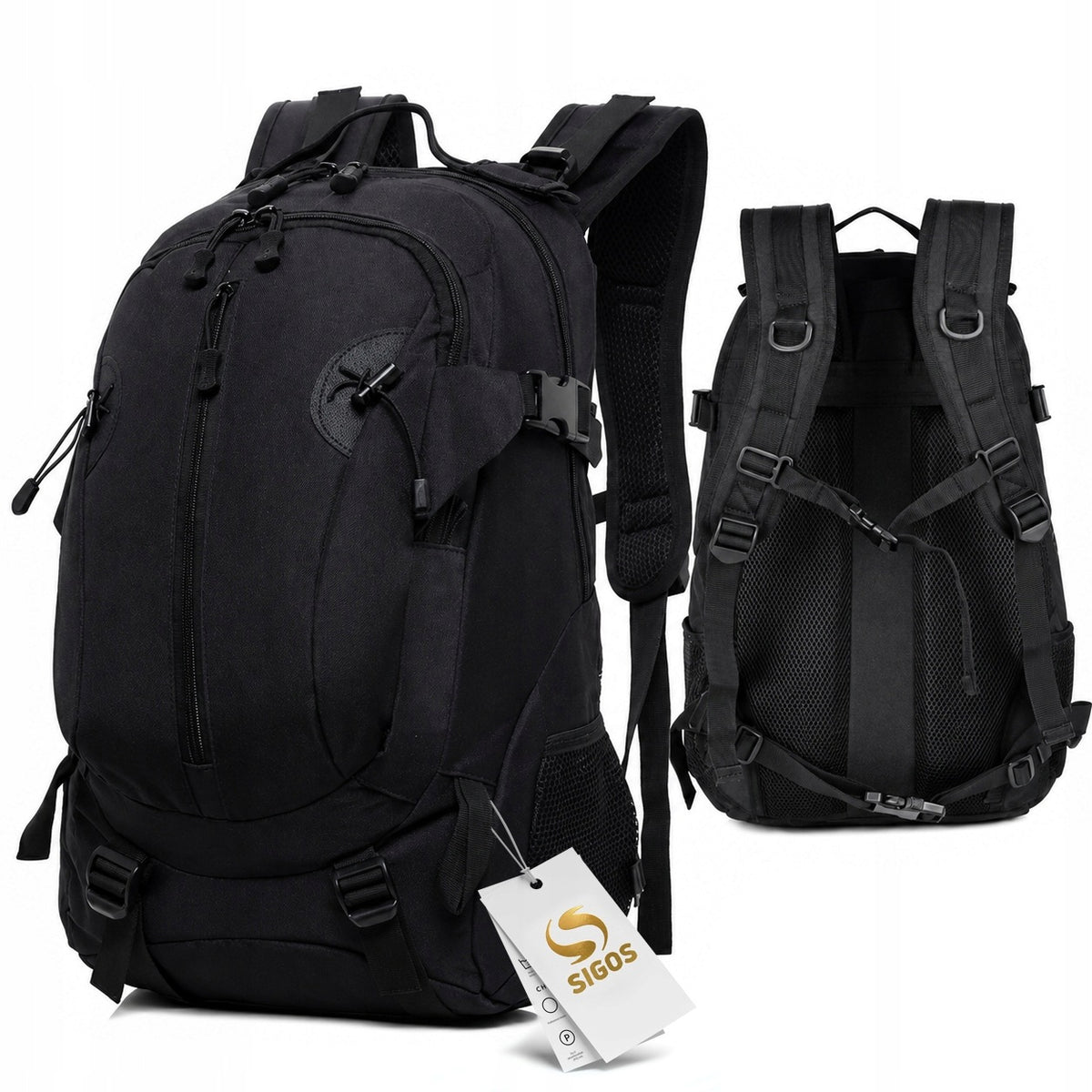 MEN'S BACKPACK FOR WORK STRONG WATERPROOF TACTICAL MILITARY BLACK MILITARY