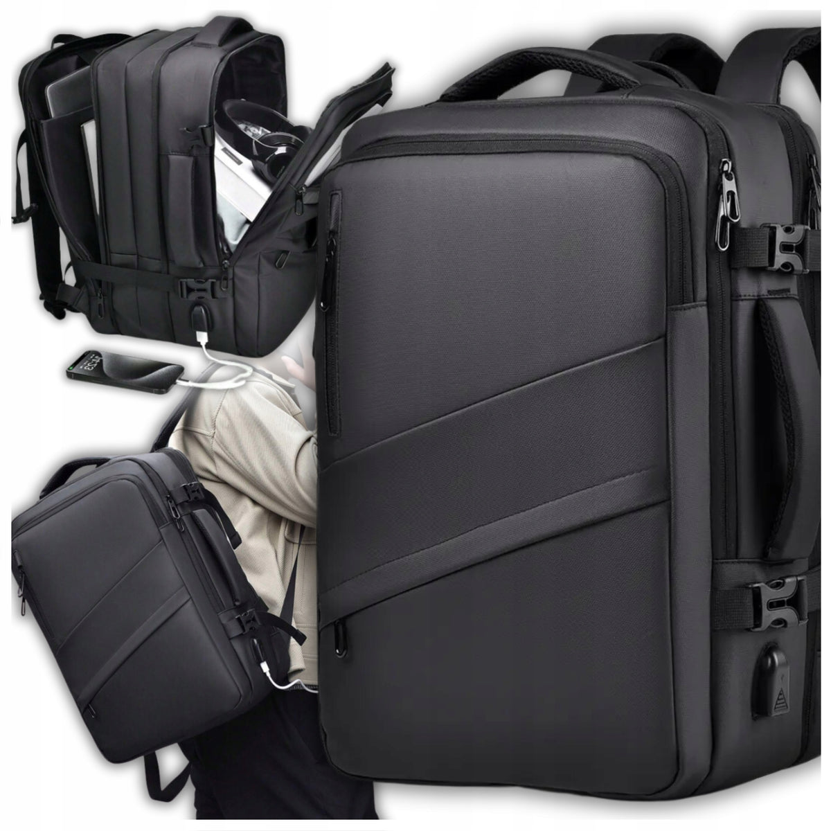 MEN'S BUSINESS BACKPACK FOR SCHOOL LAPTOP WATERPROOF ROOMY LUGGAGE