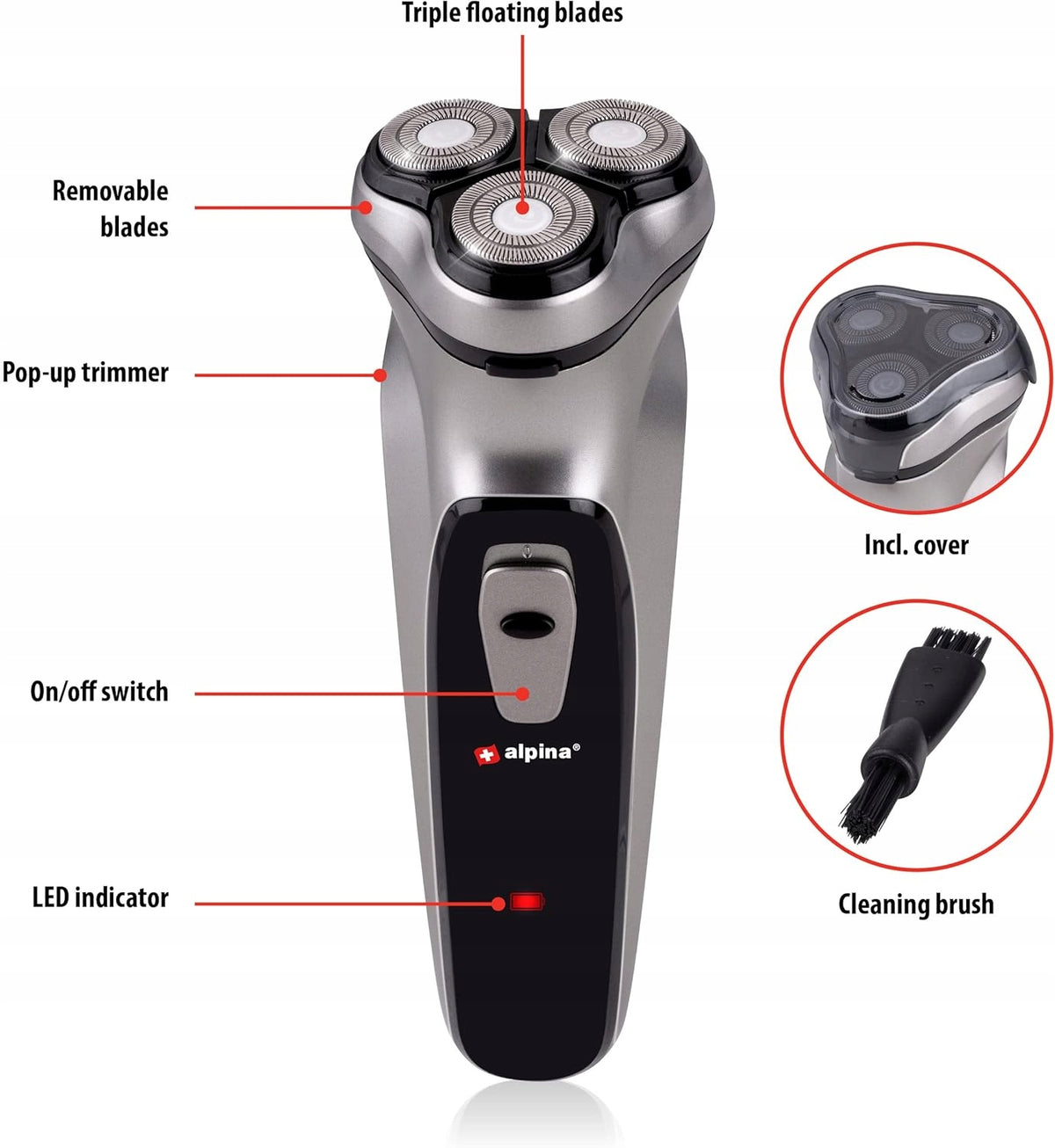 MEN'S ELECTRIC ROTARY CORDLESS USB TRIMMER 3 HEADS Packaging status original
