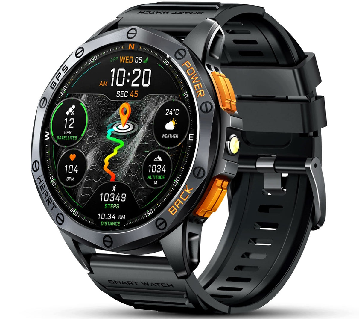 MEN'S SMARTWATCH RUBICON F47 GPS AMOLED 1,43" TALK BT COMPASS FLASHLIGHT