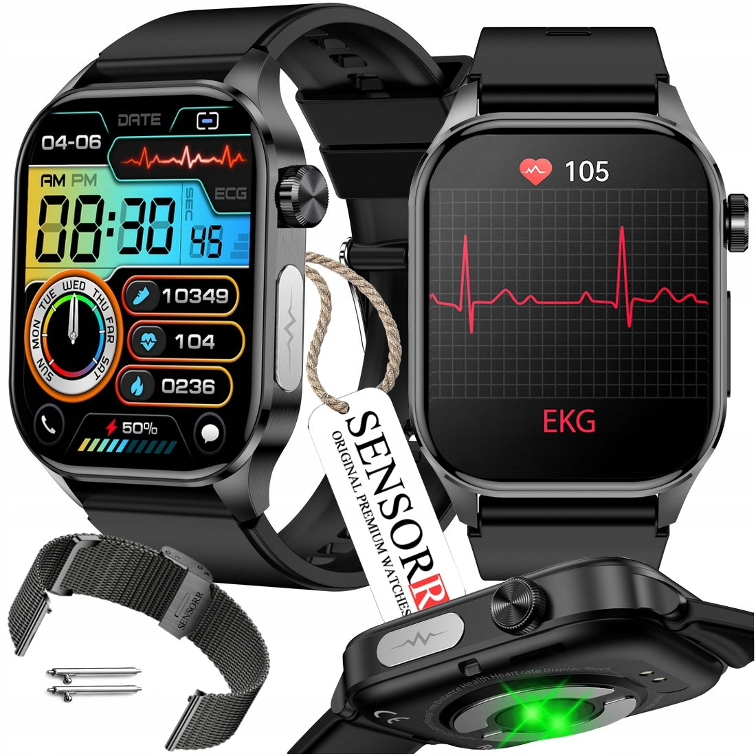 MEN'S WATCH SMARTWATCH EKG SUGAR MEASUREMENT PRESSURE TEMPERATURE TALK PL Packaging status original