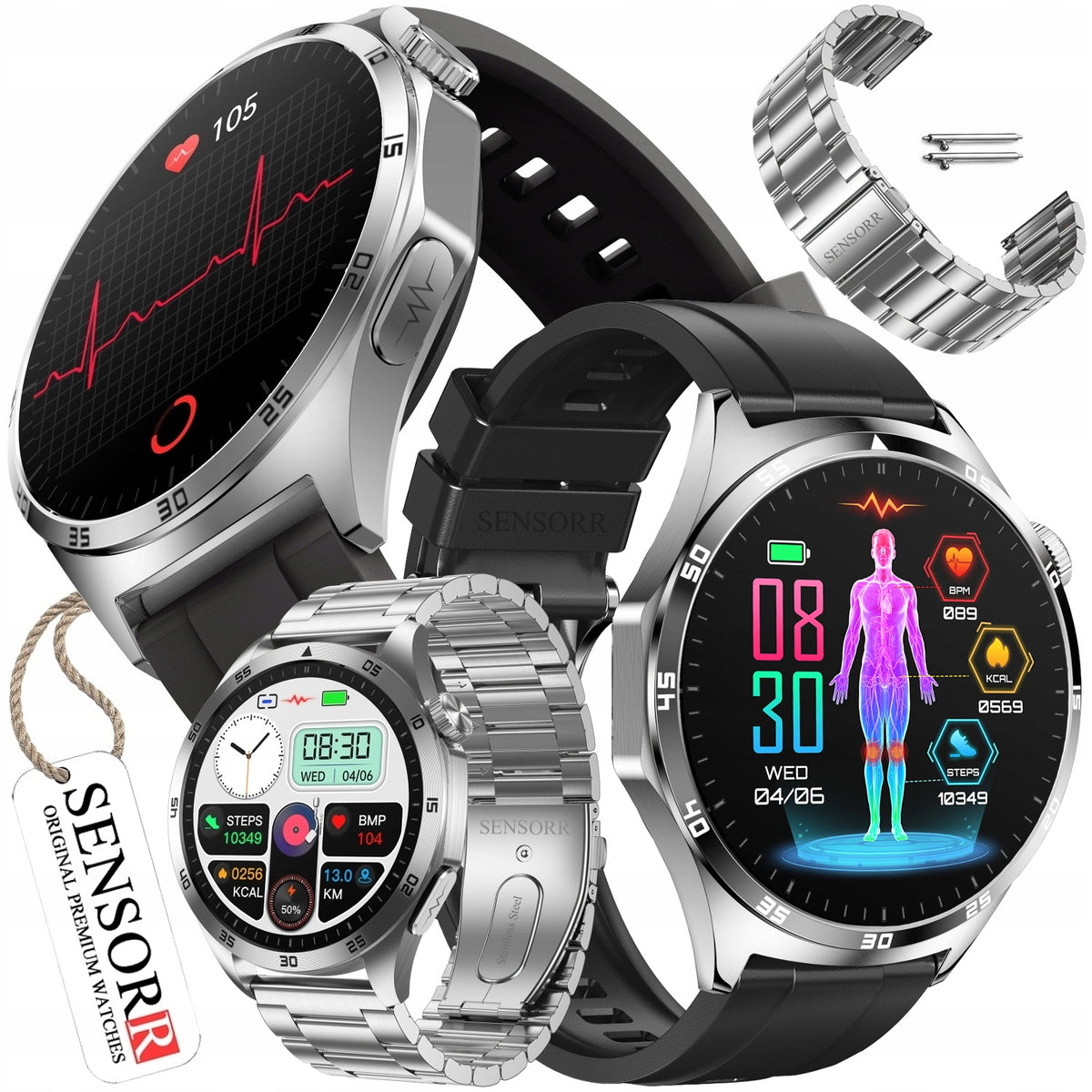 MEN'S WATCH SMARTWATCH TALK EKG SUGAR MEASUREMENT TEMPERATURE PL Packaging status original