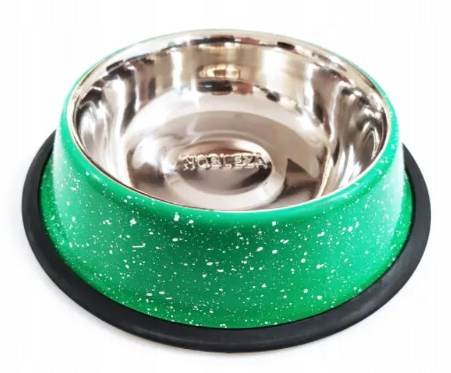 METAL DOG BOWL MARBLED ON RUBBER NON-SLIP 1650ml Brand Nobleza