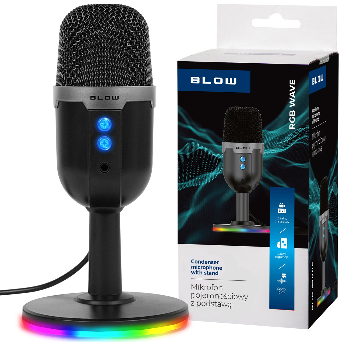 MICROPHONE FOR COMPUTER CONDENSER GAMING STUDIO KARAOKE USB RGB LED