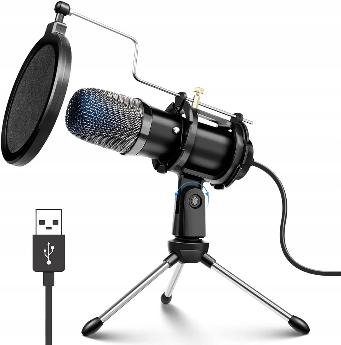 MICROPHONE FOR COMPUTER WITH TRIPOD AND ELEGIANT POPFILTER