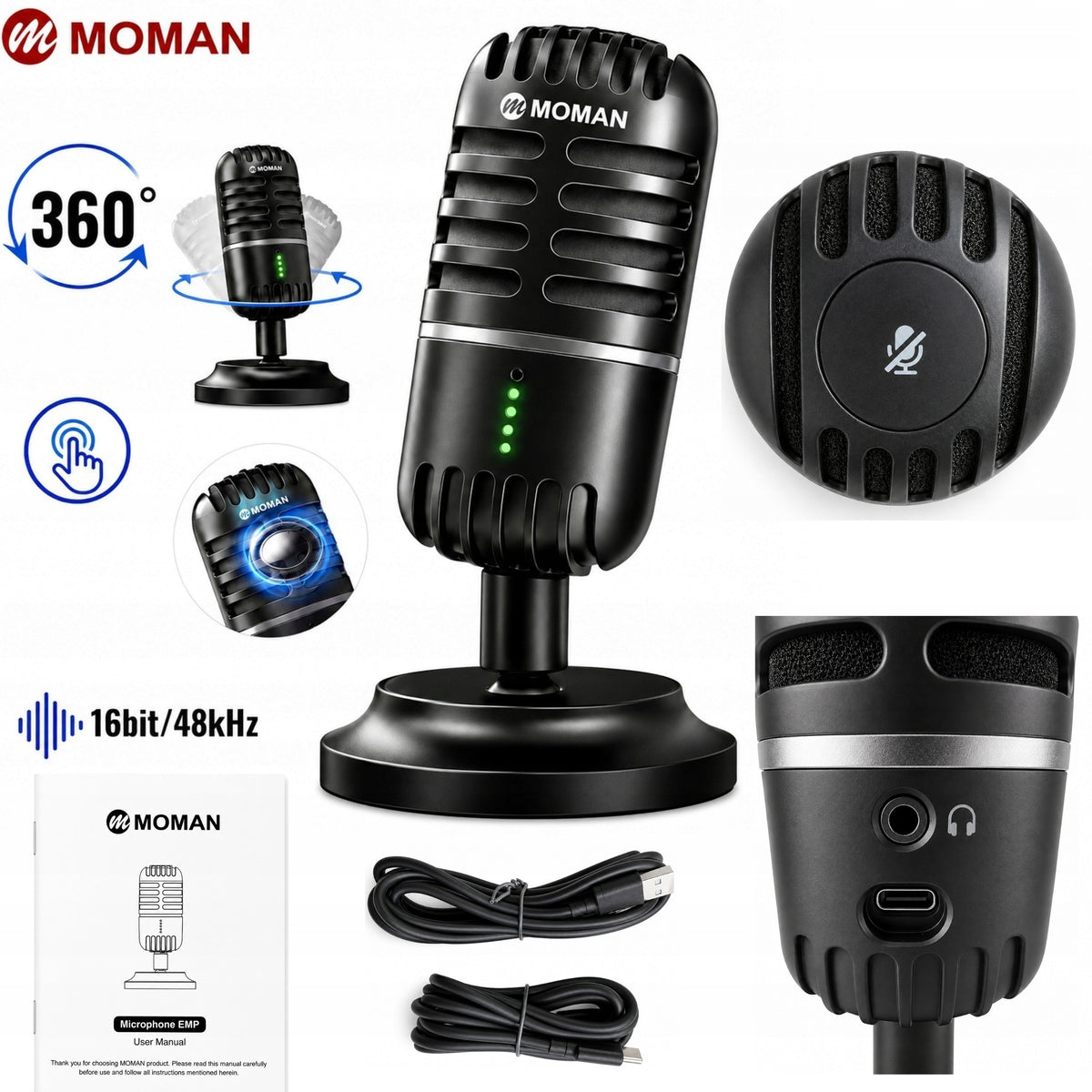 MICROPHONE FOR GAMING COMPUTER USB STUDIO RECORDING PC MOMAN EMP