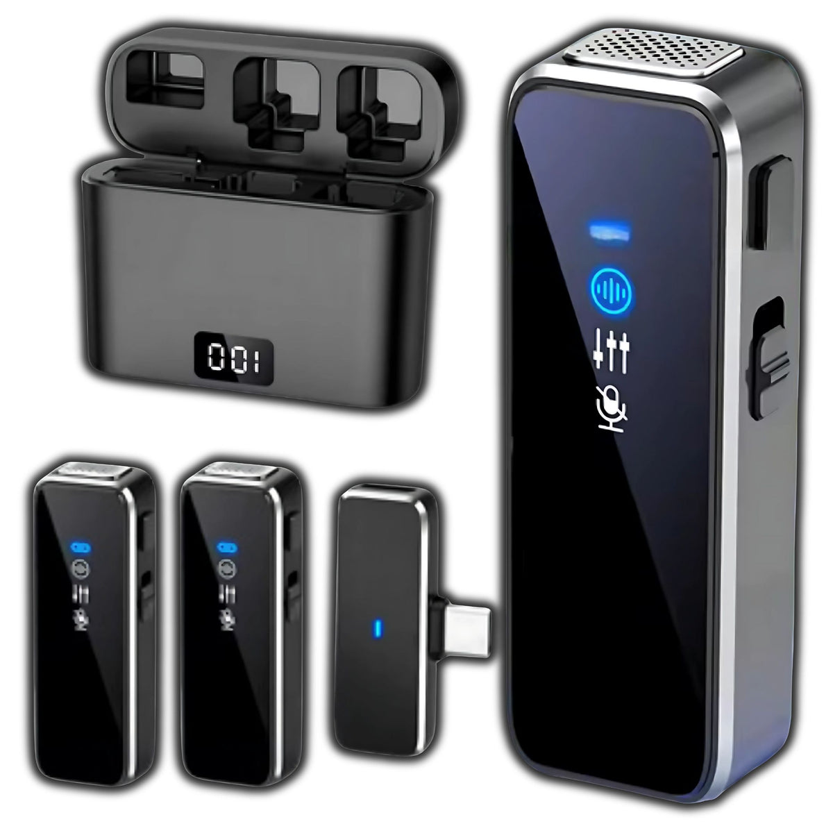 MICROPHONE FOR VLOGGERS AUDIO RECORDING TO PHONE TABLET USB C BLUETOOTH