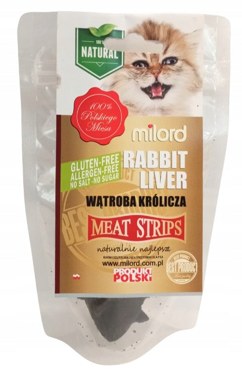 MILORD MEAT CAT Dried Treats - Rabbit Liver Strips 40g