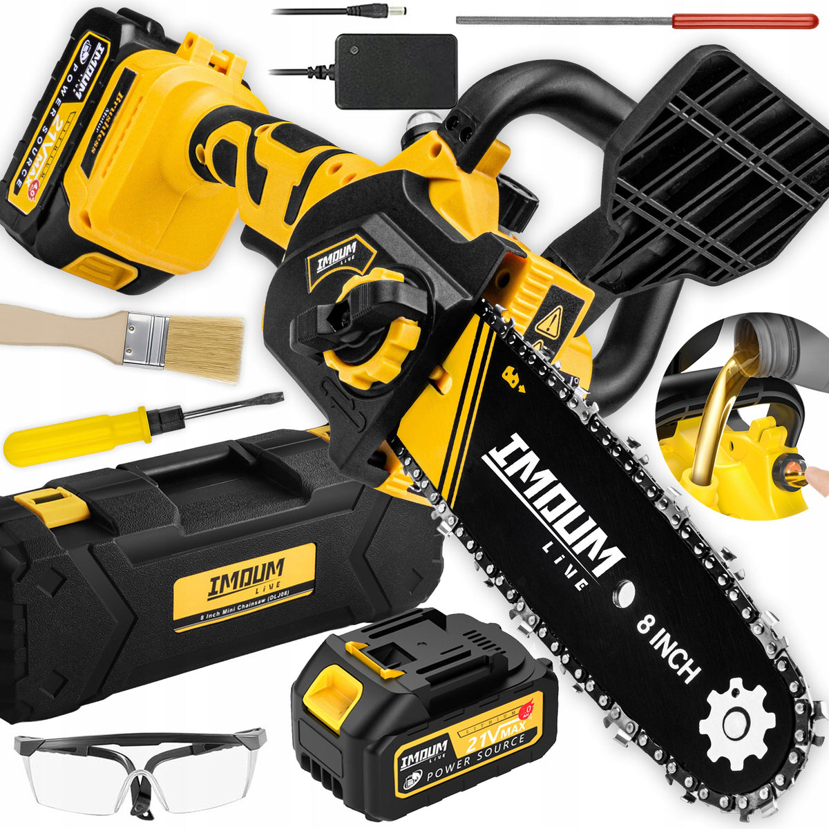 MINI CHAINSAW CORDLESS SAW 8" TWO BATTERIES SET IMOUM
