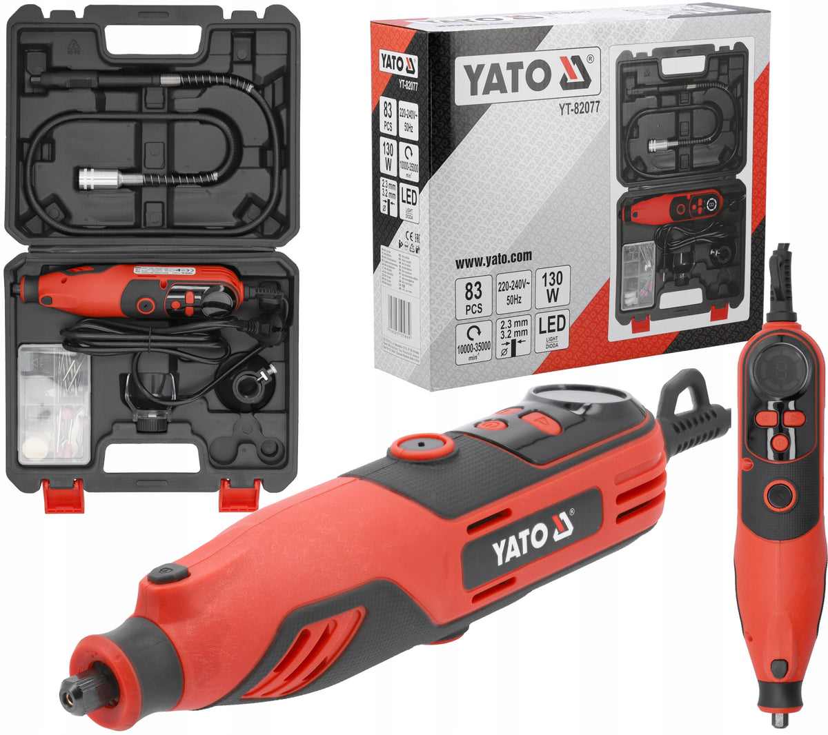 MINI GRINDER 3,2mm NETWORK 130W 83el. SPEED CONTROL YATO