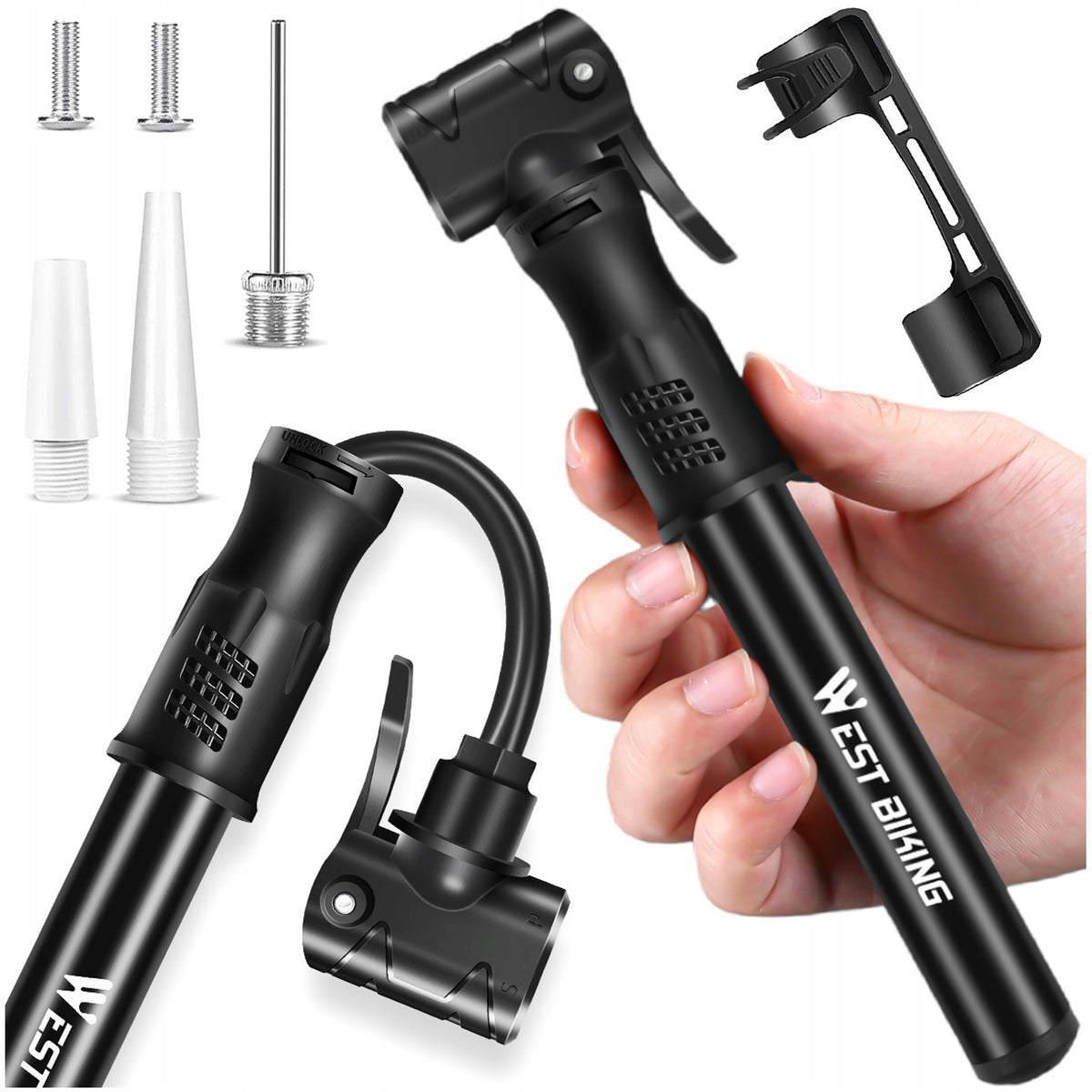 MINI HAND BICYCLE PUMP LIGHT WITH BALL HOLDER ALUMINIUM 100PSI Packaging status original
