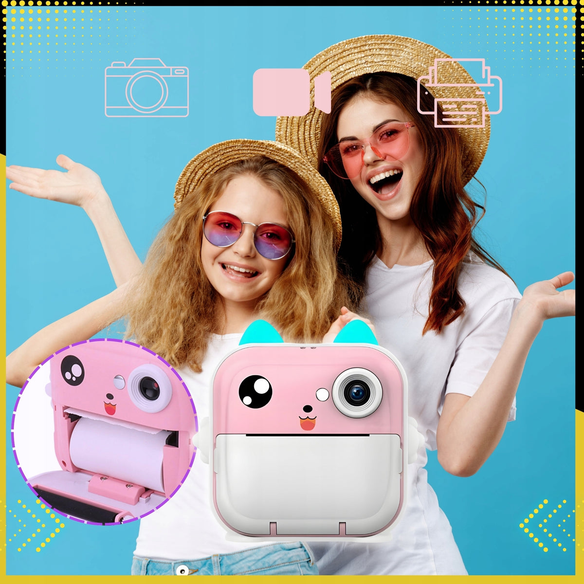 MINI PRINTER THERMAL PRINTER INSTANT CAMERA FOR KIDS AND 13 ROLLS Packaging status original