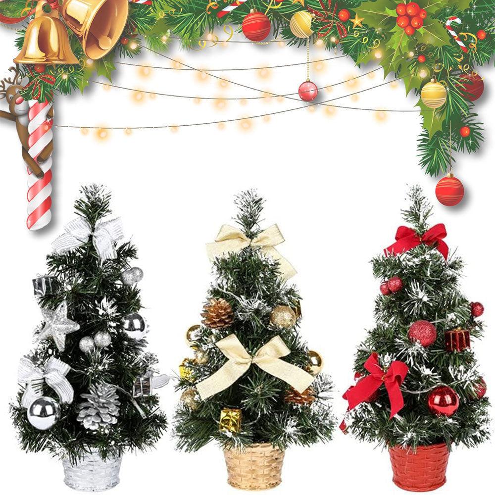MINI TABLE CHRISTMAS TREE 40 CM SNOW-COVERED BATTERY-OPERATED LED WITH ORNAMENTS SET Packaging status original