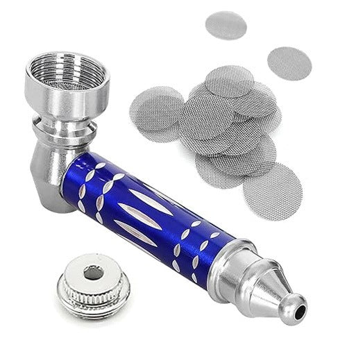 MINI TOBACCO PIPE BLUE ALUMINUM PORTABLE FOR METAL POCKET