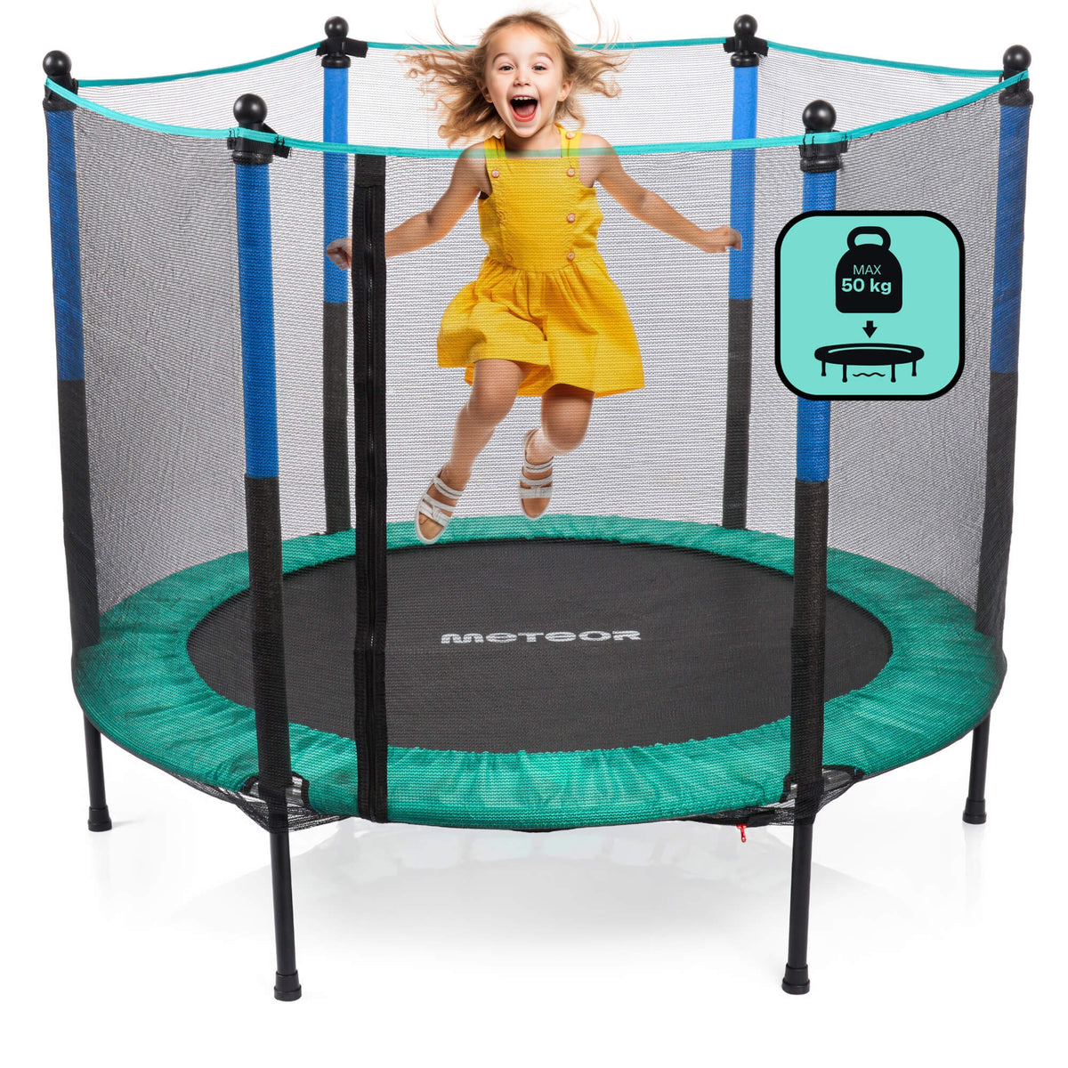 MINI TRAMPOLINE FOR KIDS OUTDOOR AND INDOOR METEOR 140cm4.5 ft with mesh Packaging status original