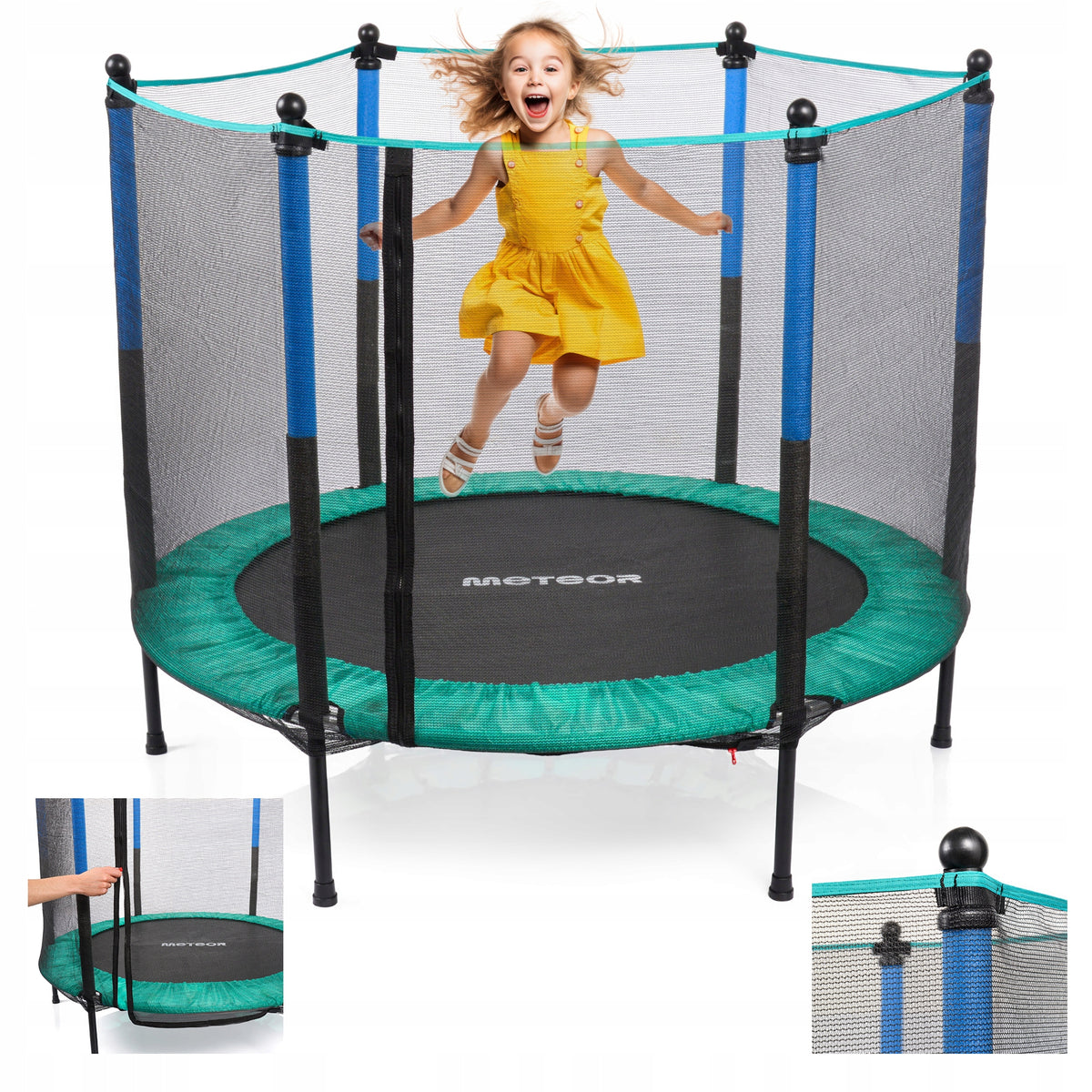 MINI TRAMPOLINE FOR KIDS OUTDOOR AND INDOOR METEOR 140cm4.5 ft with mesh