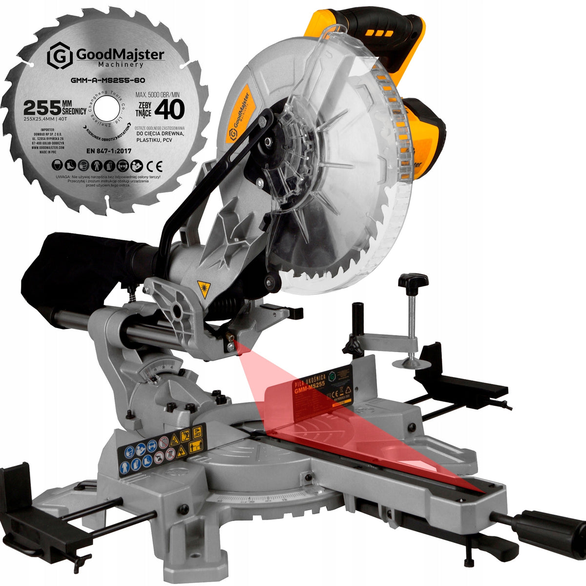 MITER SAW WITH FEED Laser BEVEL SAW Cap 2000W 255mm GMM-MS255