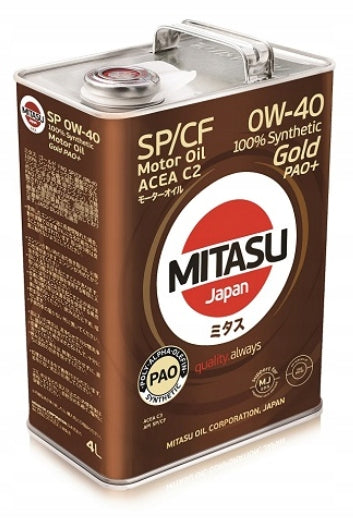 MJ-P04. MITASU GOLD PAO Plus SP/CF 0W-40 100% Synthetic 4L