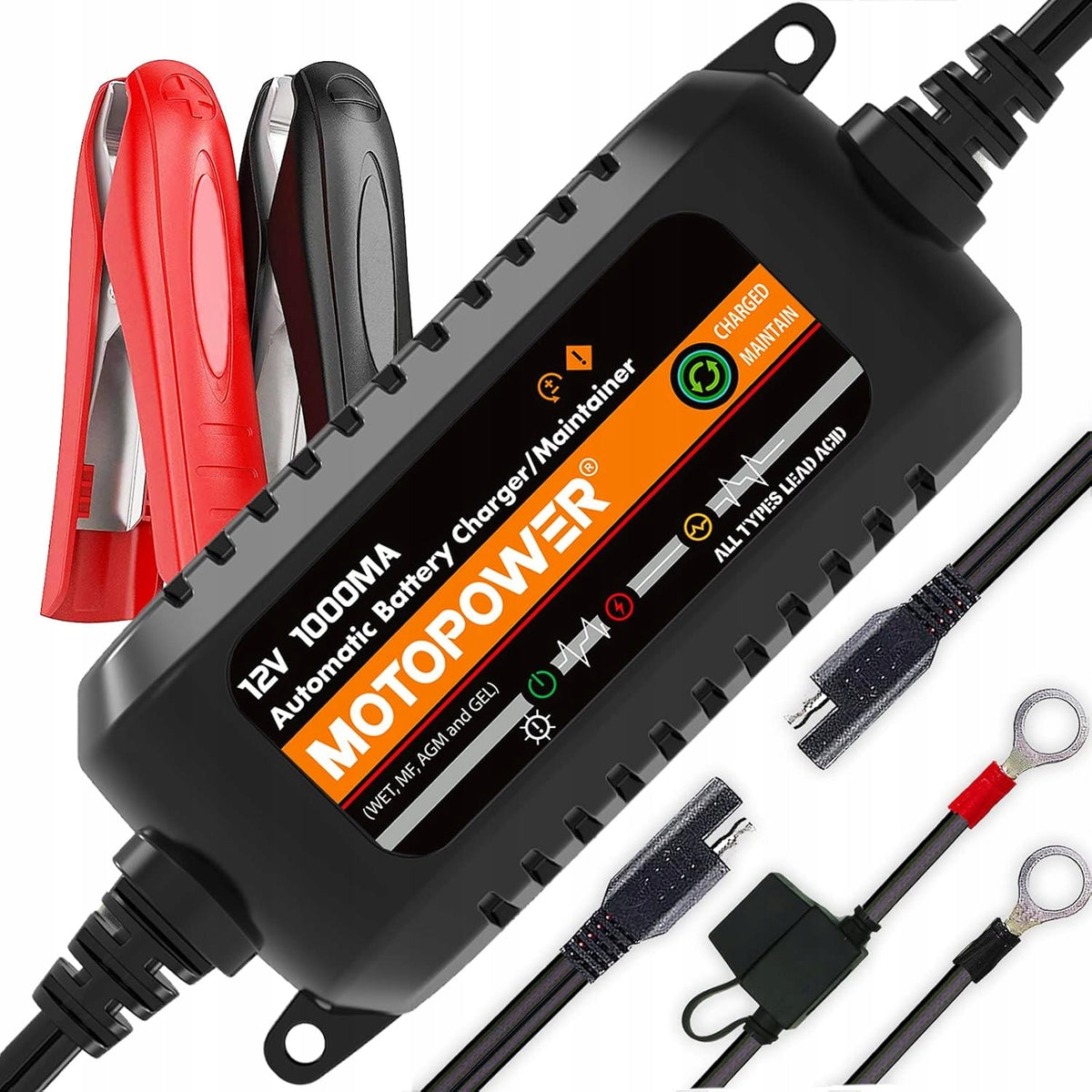 MOTOPOWER Charger 12V 1000mA Automatic Rectifier For Battery