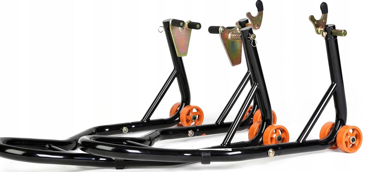 MOTORCYCLE LIFT STAND REAR+FRONT COMBO V SOLID