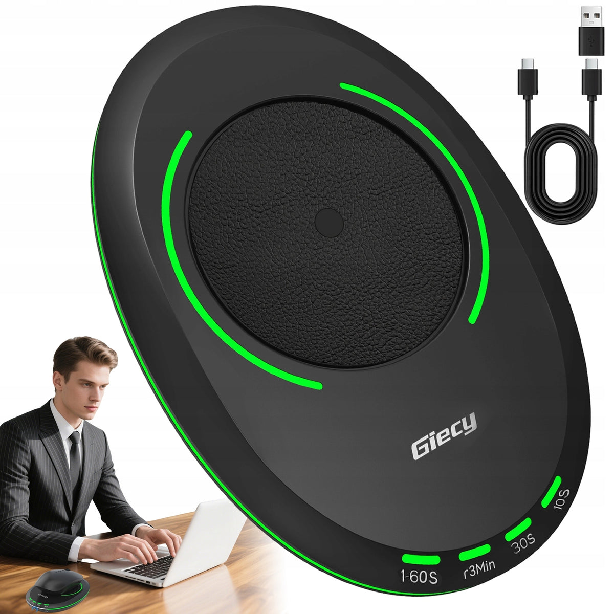 MOUSE MOVER WITH ADJUSTABLE INTERVALS AND OPERATING INDICATOR BLACK