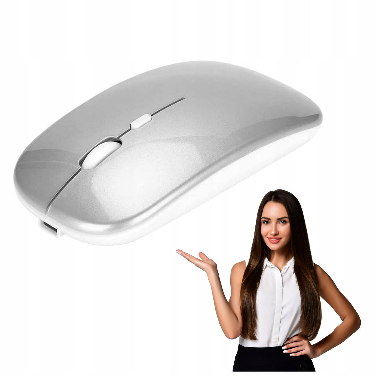 MOUSE WIRELESS COMPUTER MOUSE BATTERY PC LAPTOP WIRELESS SILVER EAN (GTIN) 5904054190296
