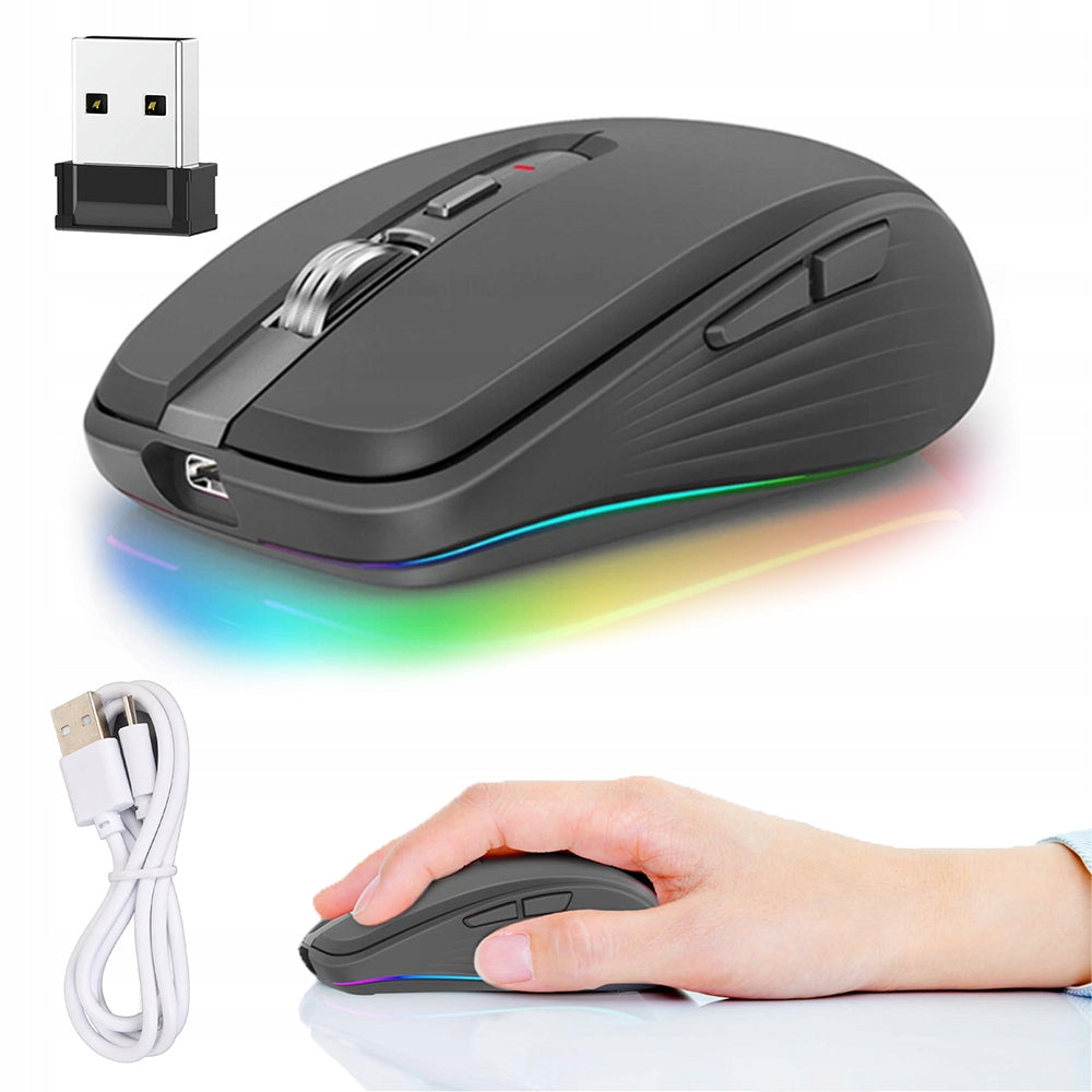 MOUSE WIRELESS GAMING MOUSE Quiet Bluetooth 6 RGB GAME BUTTONS