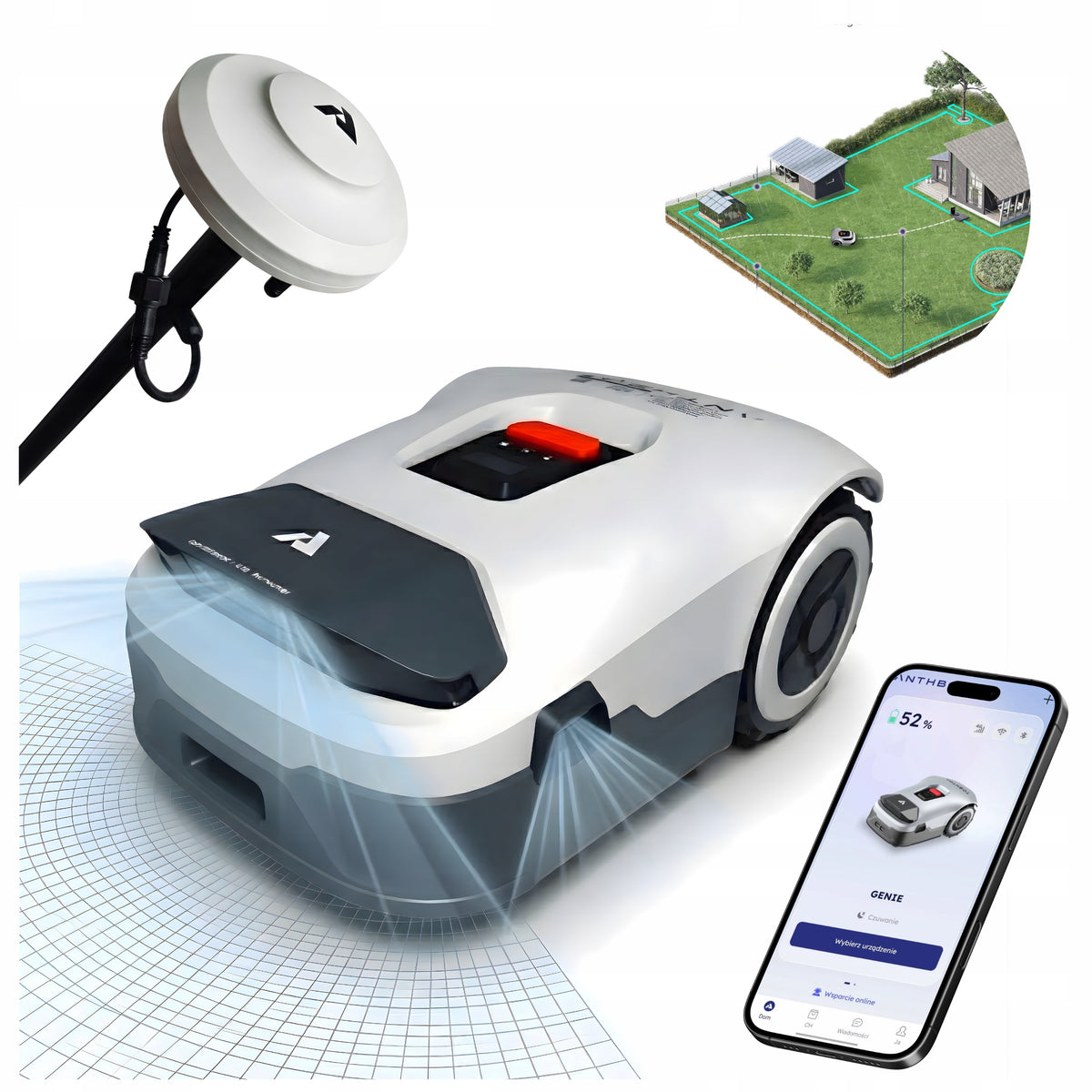 MOWING ROBOT WITHOUT CABLE 3600m2 AI 4 CAMERAS 10Ah GPS RTK ANTHBOT GENIE3000