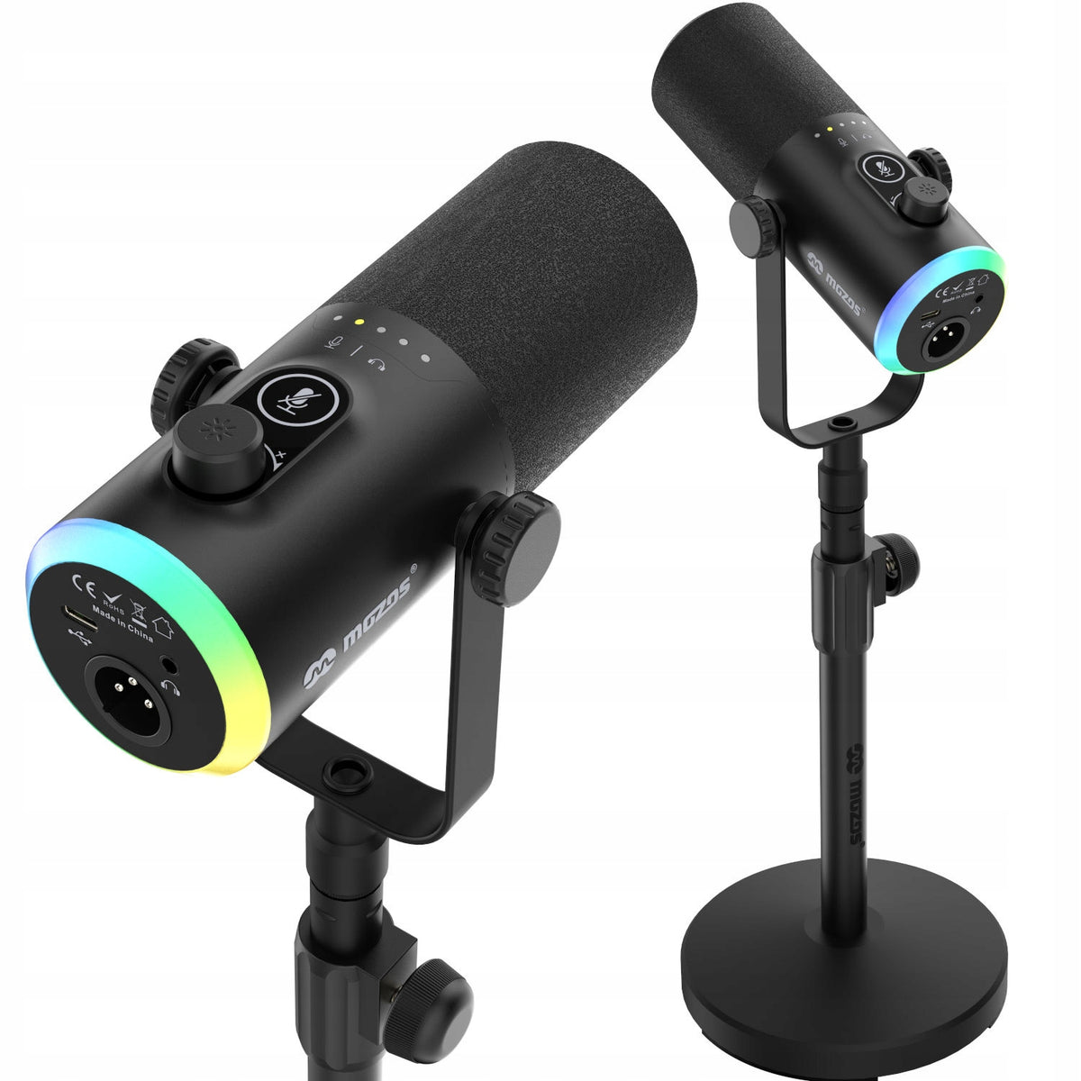 MOZOS GM-ONE BLACK DYNAMIC MICROPHONE USB XLR RGB LED GAMING FOR GAMING