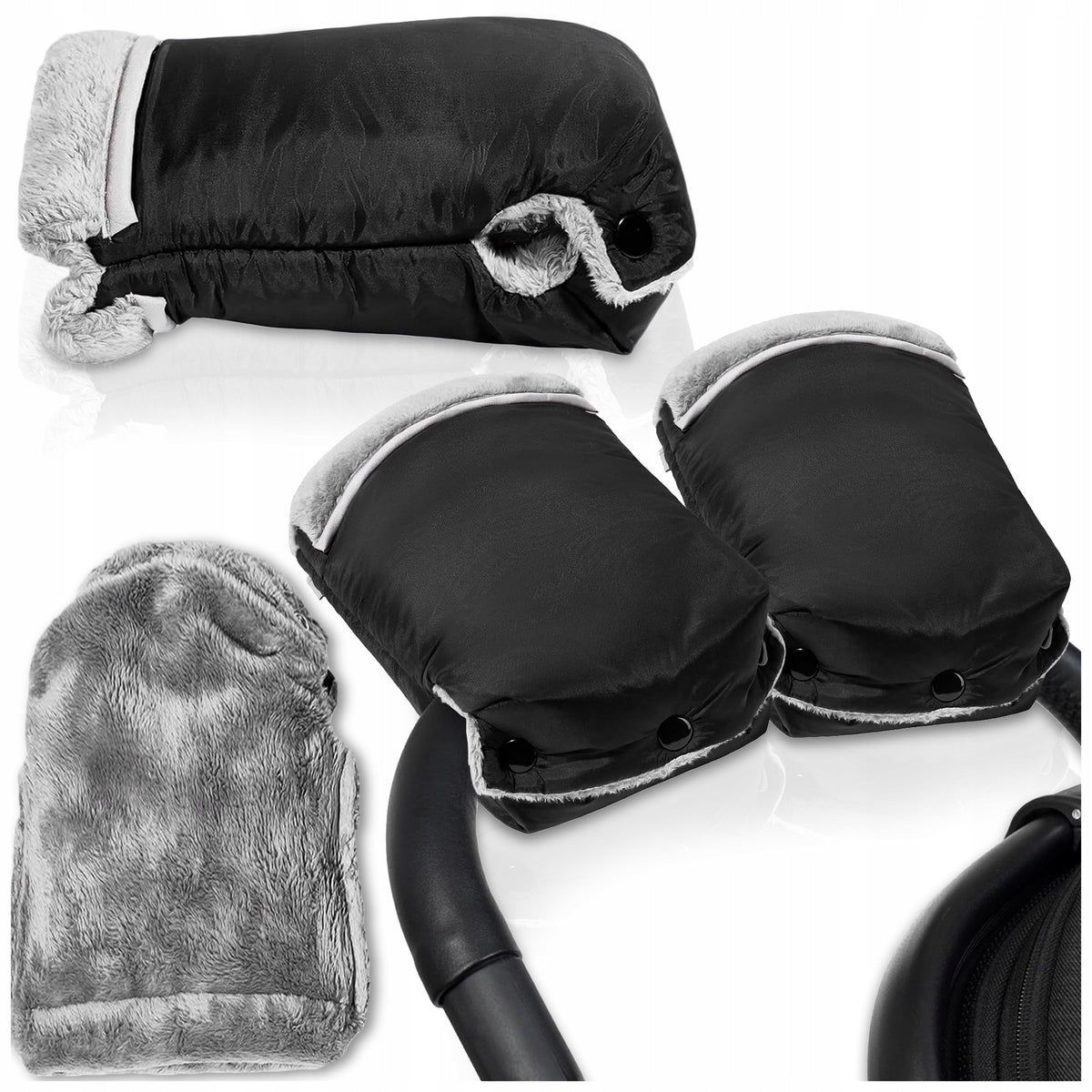 MUFF GLOVES FOR STROLLER SLED INSULATED GLOVES FOR STROLLER PLUSH 2PCS
