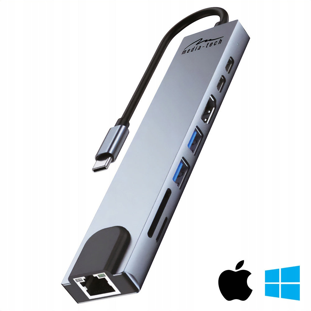 MULTIFUNCTIONAL 8in1 GIGA LAN HUB USB-A USB-C RJ45 HDMI SD DOCKING STATION Packaging status original