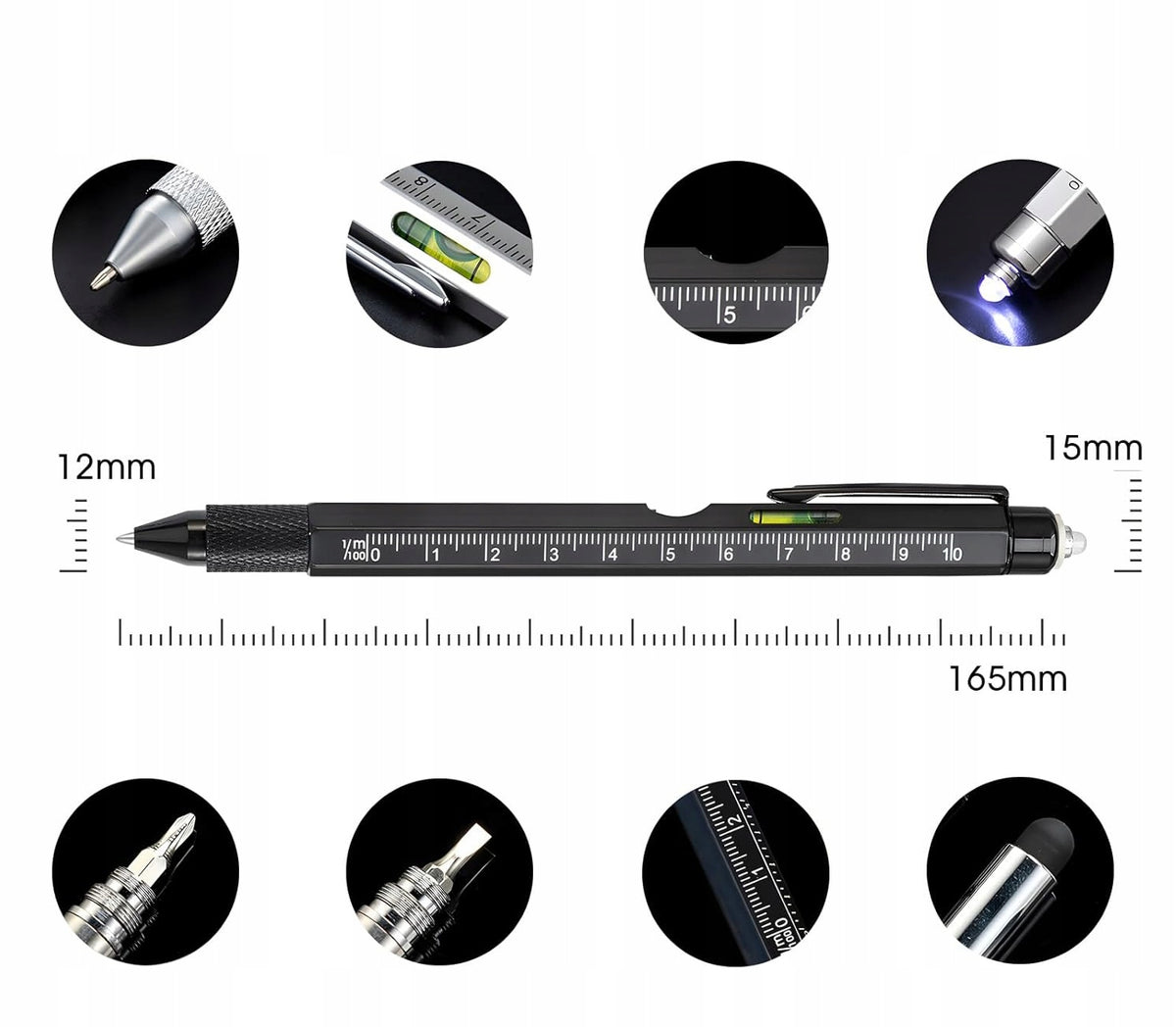 MULTIFUNCTIONAL 9 in 1 PEN MULTITOOL PEN Screwdriver Flashlight Level Packaging status original