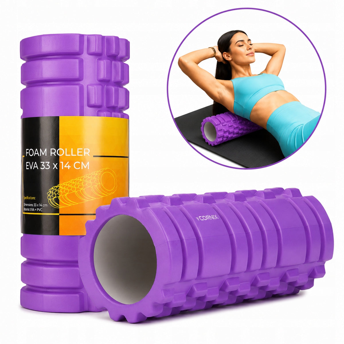 MUSCLE MASSAGE ROLLER CORNIX 33 CM ROLLER HARD MASSAGER FOR REGENERATION