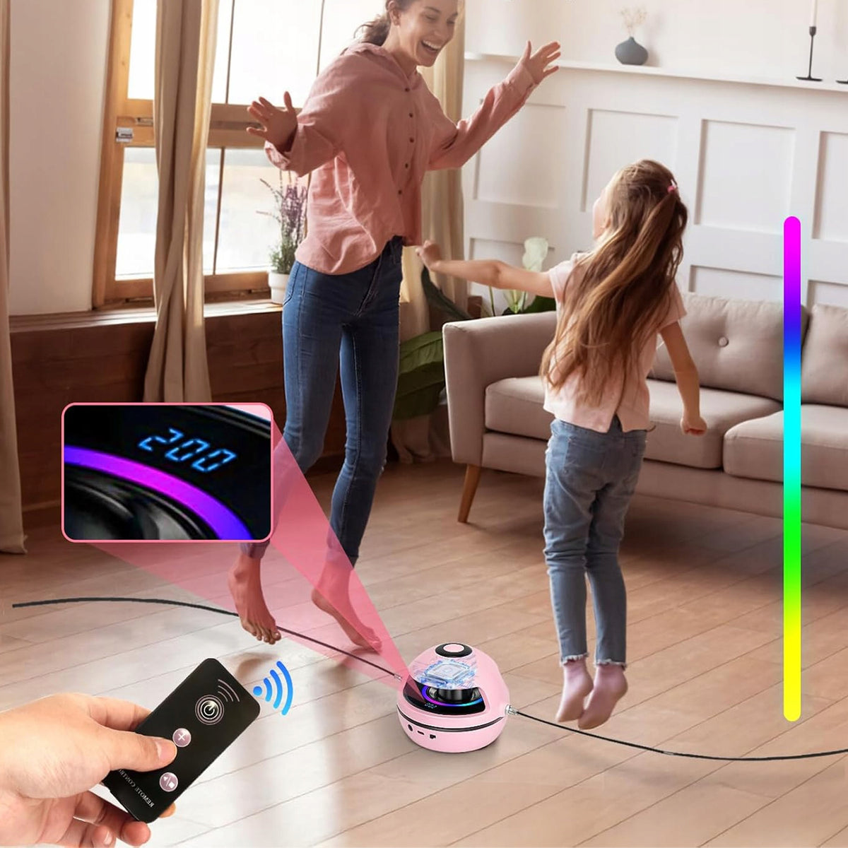 MUSIC JUMP ROPE AUTOMATIC SMART BLUETOOTH LED REMOTE CONTROL SPEAKER Kid's age 3＋ years