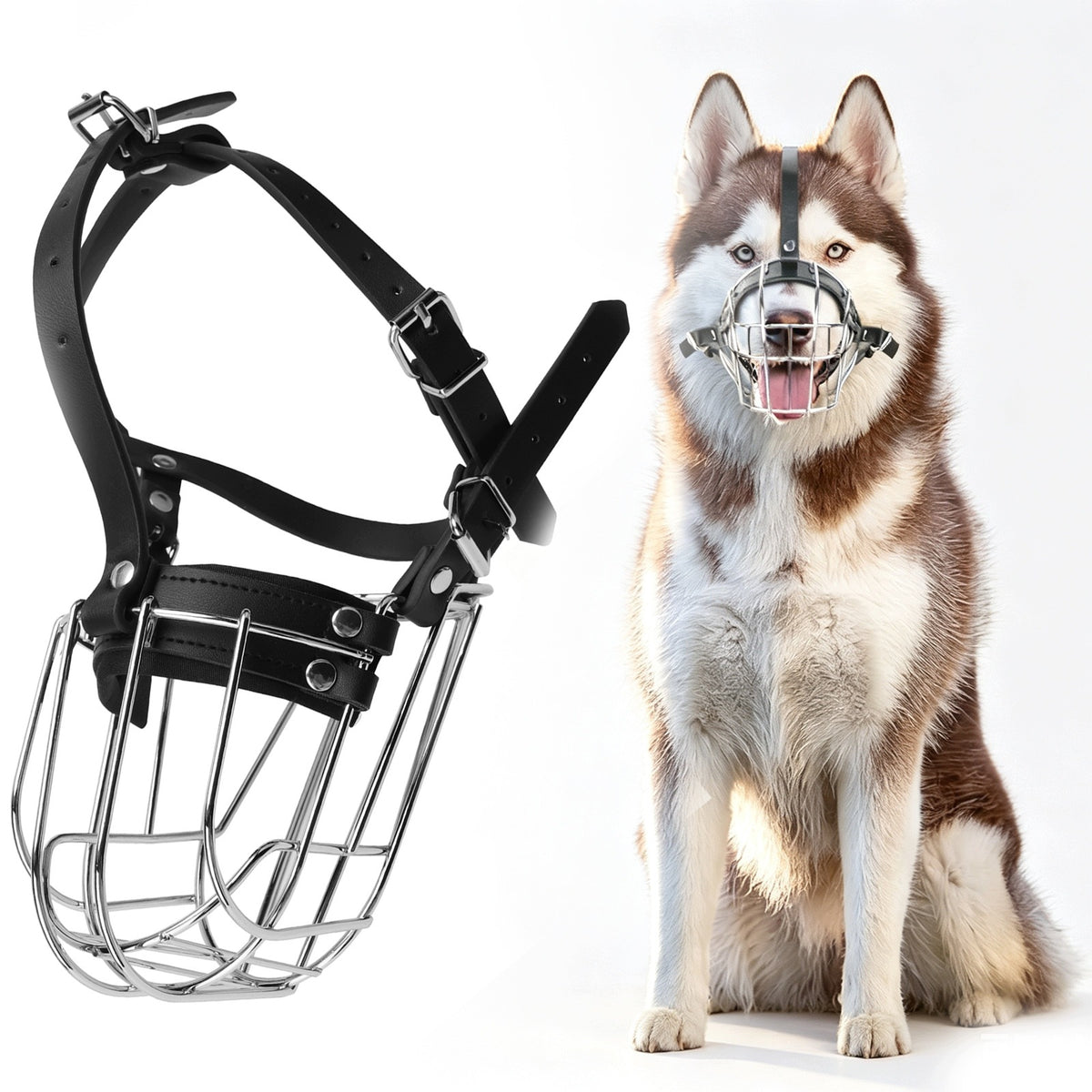 MUZZLE ADJUSTABLE COMFORTABLE PHYSIOLOGICAL FOR DOG LARGE BLACK PLASTIC