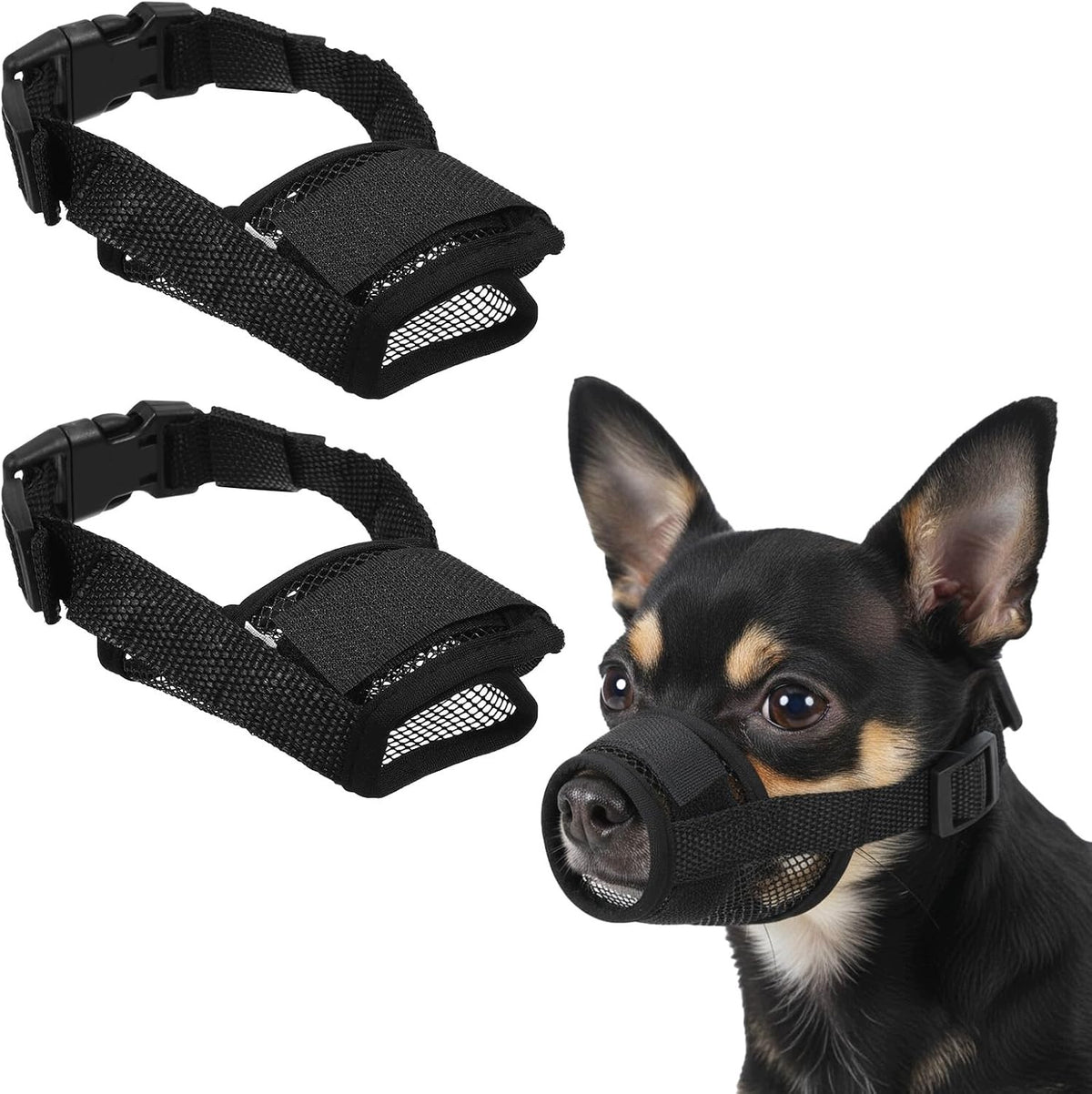 MUZZLE FOR SMALL DOGS 2 PCS SOFT MESH ADJUSTABLE