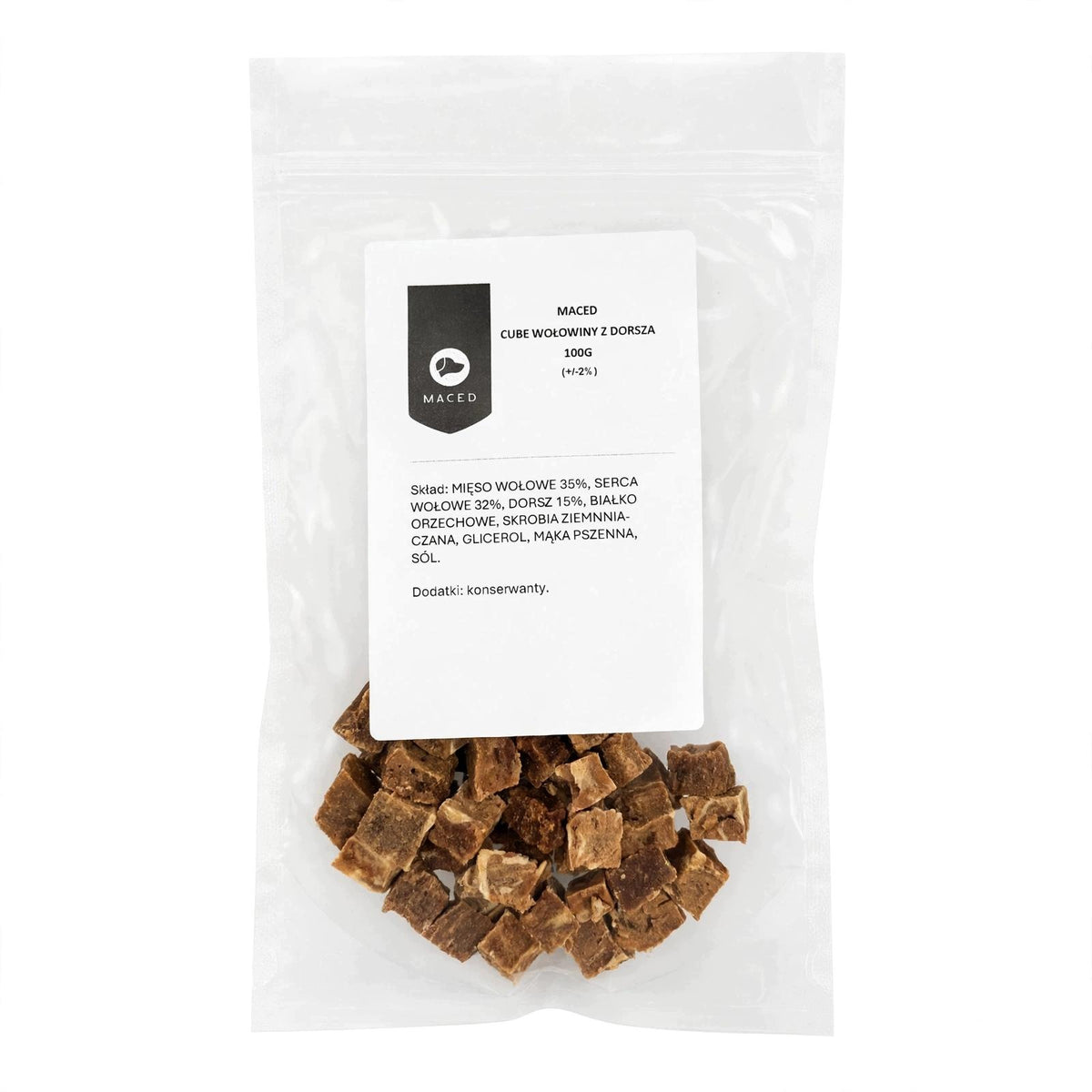 Maced Cube of beef and cod 100g