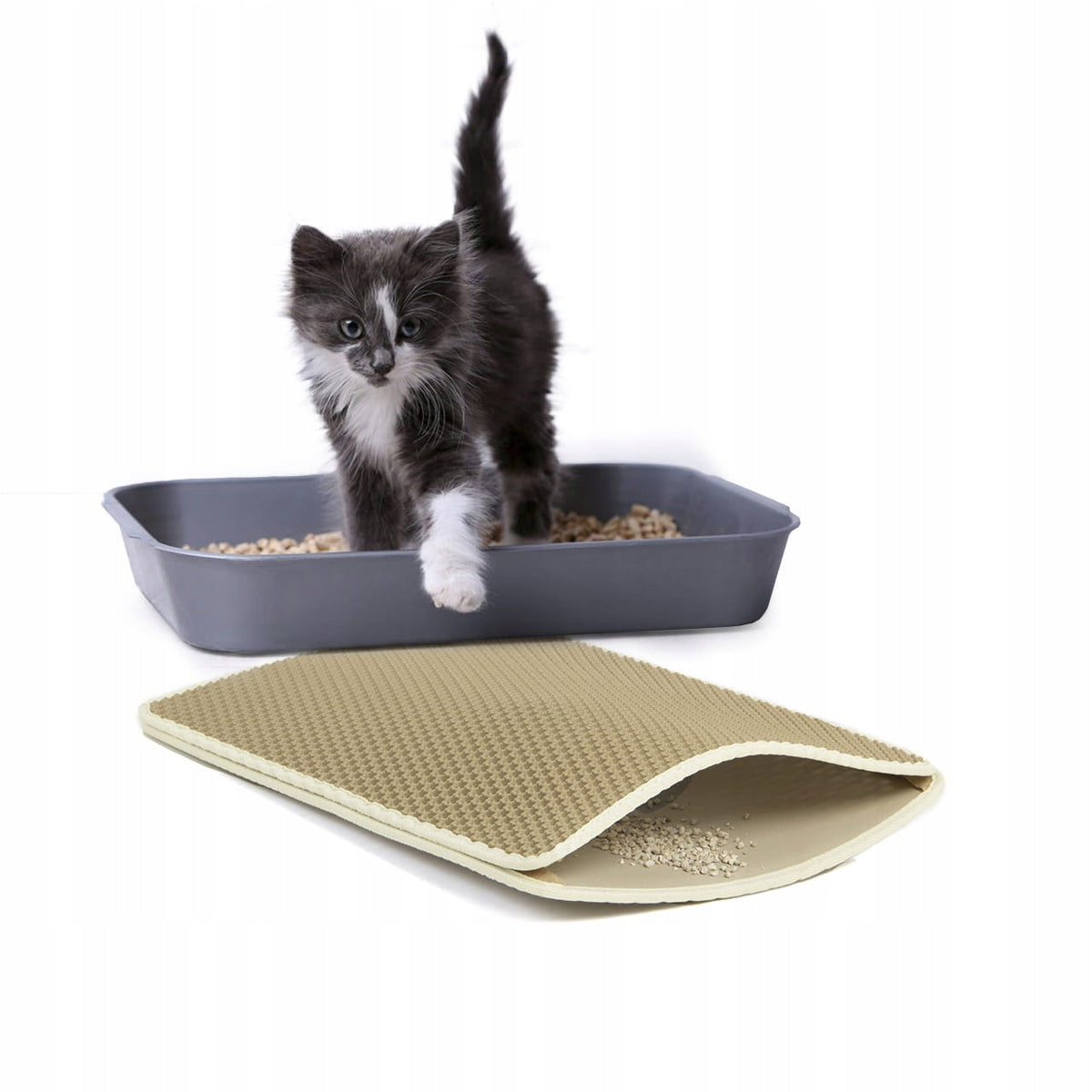 Magic Litter Box Mat Double Layer | Canadian Cat | Beige | Small