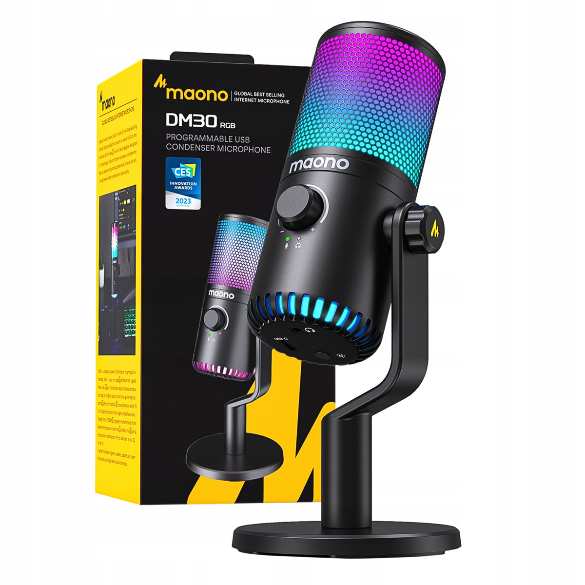 Maono DM30RGB Gaming Microphone Black for USB Studio Computer