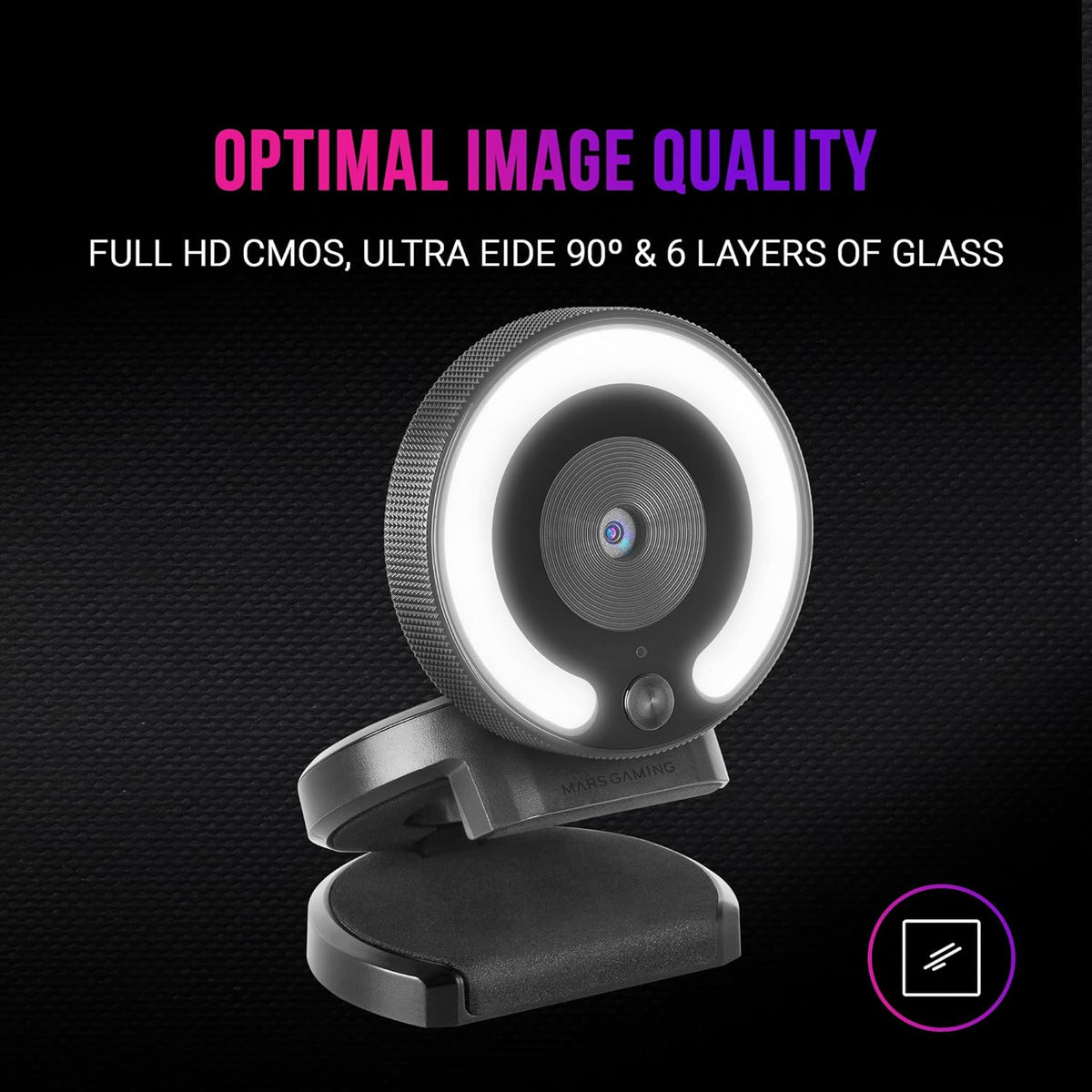 Mars Gaming Webcam Full HD Ring Lighting Packaging status original