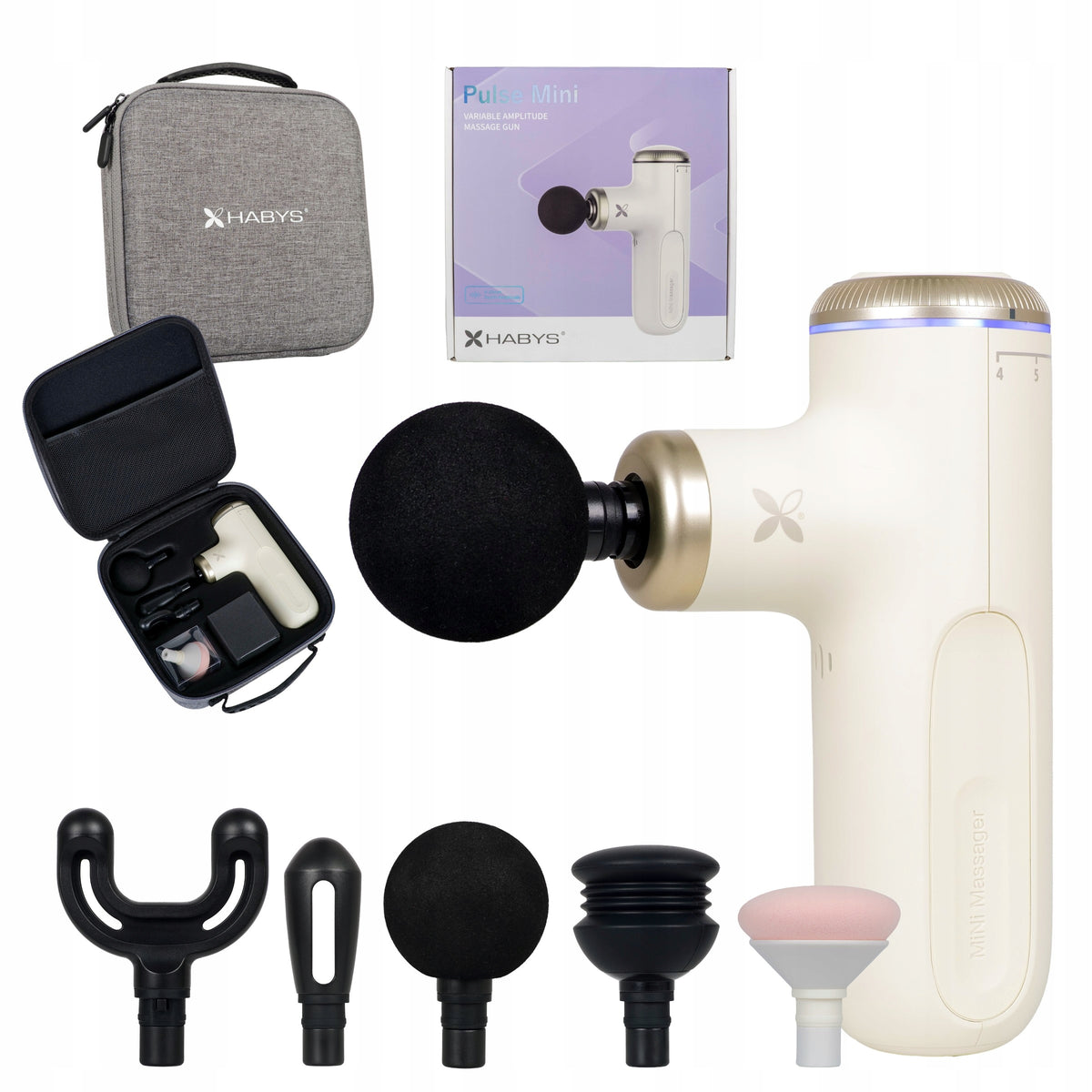Massage Gun Electric Vibration Body Massager Pulse Mini Ivory