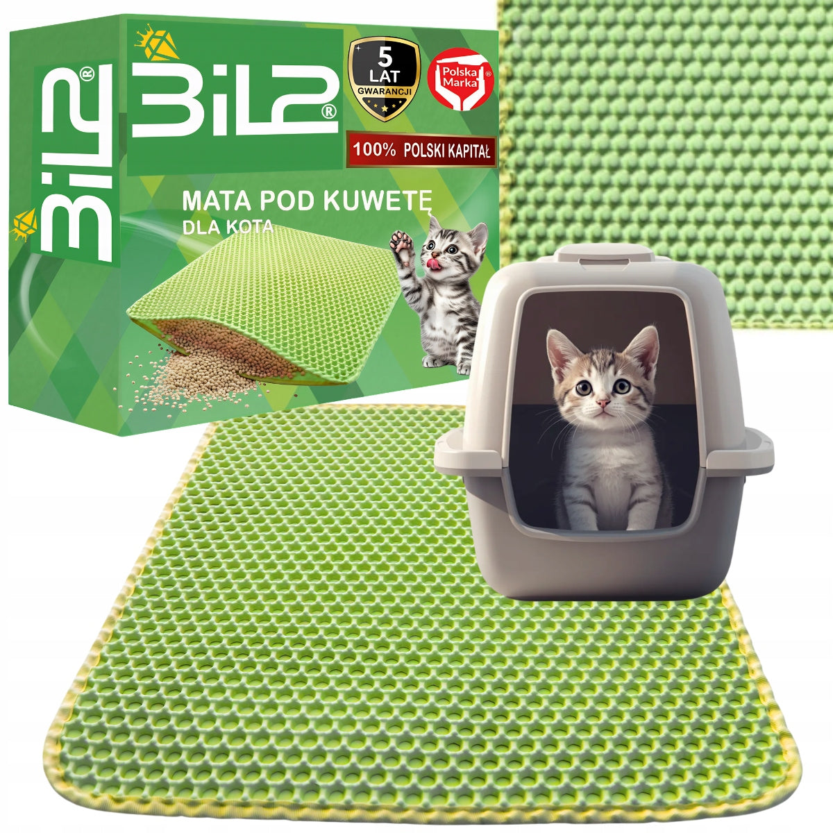 Mat Cuvette Pad Cat Wiper For Litter BiL2 Green 60x50
